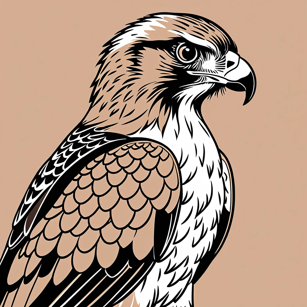 cute hawk, illustration, vector graphics, strong contours
