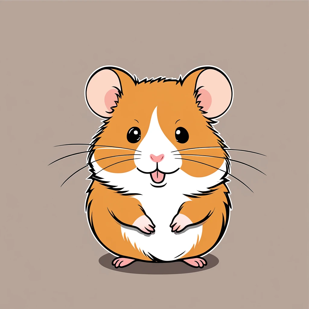cute hamster, illustration, vector graphics, strong contours