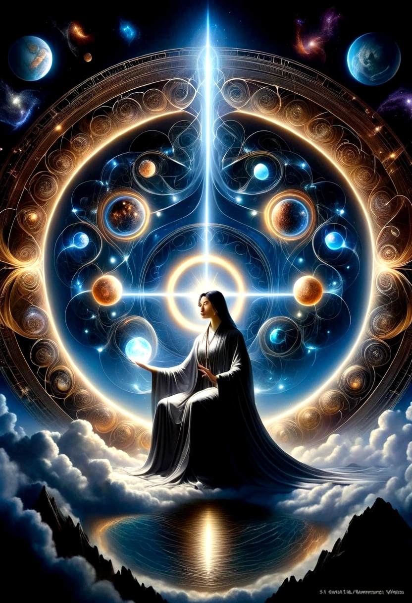 Astrologer，Magic Circle, Sacred geometry, Clear focus, Floating Ghost Mage, Heaven and earth collapsed, Mobius strip, Black Hole, Lots of meteorites floating, Combination Magic Circle, call, Transformation of matter and immateriality, Kim Sik, and other complex ritual combinations , Mike Winkelmann style的超现实数字艺术, Rolf ARmstRong style: Fractal, Alberto Vargas, 和 H&#39;style.R. liver. liver,Magical Realism,classical realism,Surrealism,imagination,Science fiction,From another realm,impossible,Visual exaggeration,Post-cyberpunk,Nano punk,Atomic Punch,gather,Circuit,lightpainting,白羊seat,♈︎,金牛seat,♉︎,双子seat. ♊︎,cancer,♋︎,天蝎seat,♏︎,天秤seat,♎︎,seat,♍︎,狮子seat,♌︎,射手seat,♐︎. 摩羯seat,♑︎,水瓶seat,♒︎,双鱼seat,♓︎,Unreal Engine,Octane RendeRing,V-Ray,High Detail,high quality,high resolution,Surrealism,16K,Ultra wide angle,High Angle Shot,,Bioluminescence,