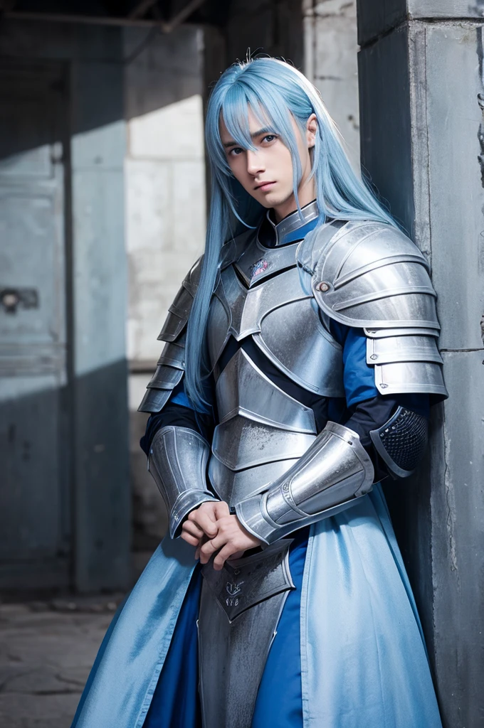 Male long-haired light blue knight
