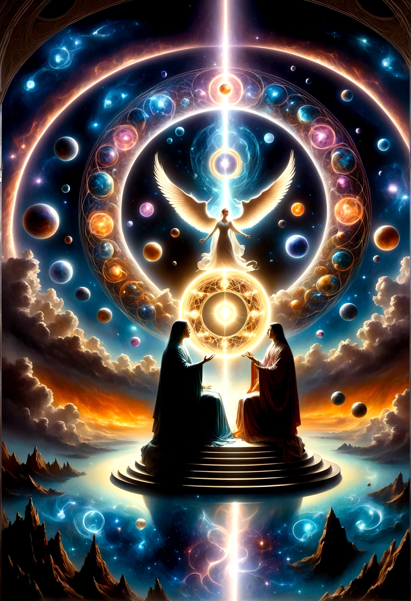 Astrologer,Magic Circle, Sacred geometry, Clear focus, Floating Ghost Mage, Heaven and earth collapsed, Mobius strip, Black Hole, Lots of meteorites floating, Combination Magic Circle, call, Transformation of matter and immateriality, Kim Sik, and other complex ritual combinations , Mike Winkelmann style的超现实数字艺术, Rolf ARmstRong style: Fractal, Alberto Vargas, 和 H'style.R. liver. liver,Magical Realism,classical realism,Surrealism,imagination,Science fiction,From another realm,impossible,Visual exaggeration,Post-cyberpunk,Nano punk,Atomic Punch,gather,Circuit,lightpainting,白羊seat,♈︎,金牛seat,♉︎,双子seat. ♊︎,cancer,♋︎,天蝎seat,♏︎,天秤seat,♎︎,seat,♍︎,狮子seat,♌︎,射手seat,♐︎. 摩羯seat,♑︎,水瓶seat,♒︎,双鱼seat,♓︎,Unreal Engine,Octane RendeRing,V-Ray,High Detail,high quality,high resolution,Surrealism,16K,Ultra wide angle,High Angle Shot,,Bioluminescence,