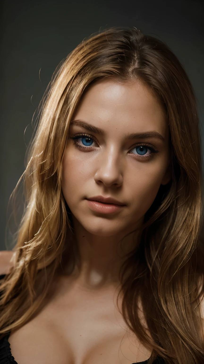 blonde hair, long hair, bright blue eyes, detailed eyes, solo focus, simple background, sexy stare, solo, standing,(masterpiece:1.0), (best quality:1.0), (8k wallpaper:1.0), (beautiful detailed face:1.0), (detailed deep eyes), deep eyes, looking at viewer