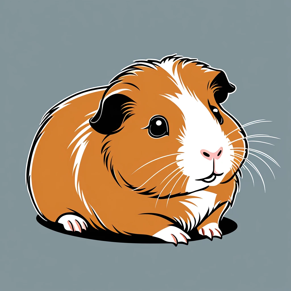 cute guinea pig, illustration, vector graphics, strong contours