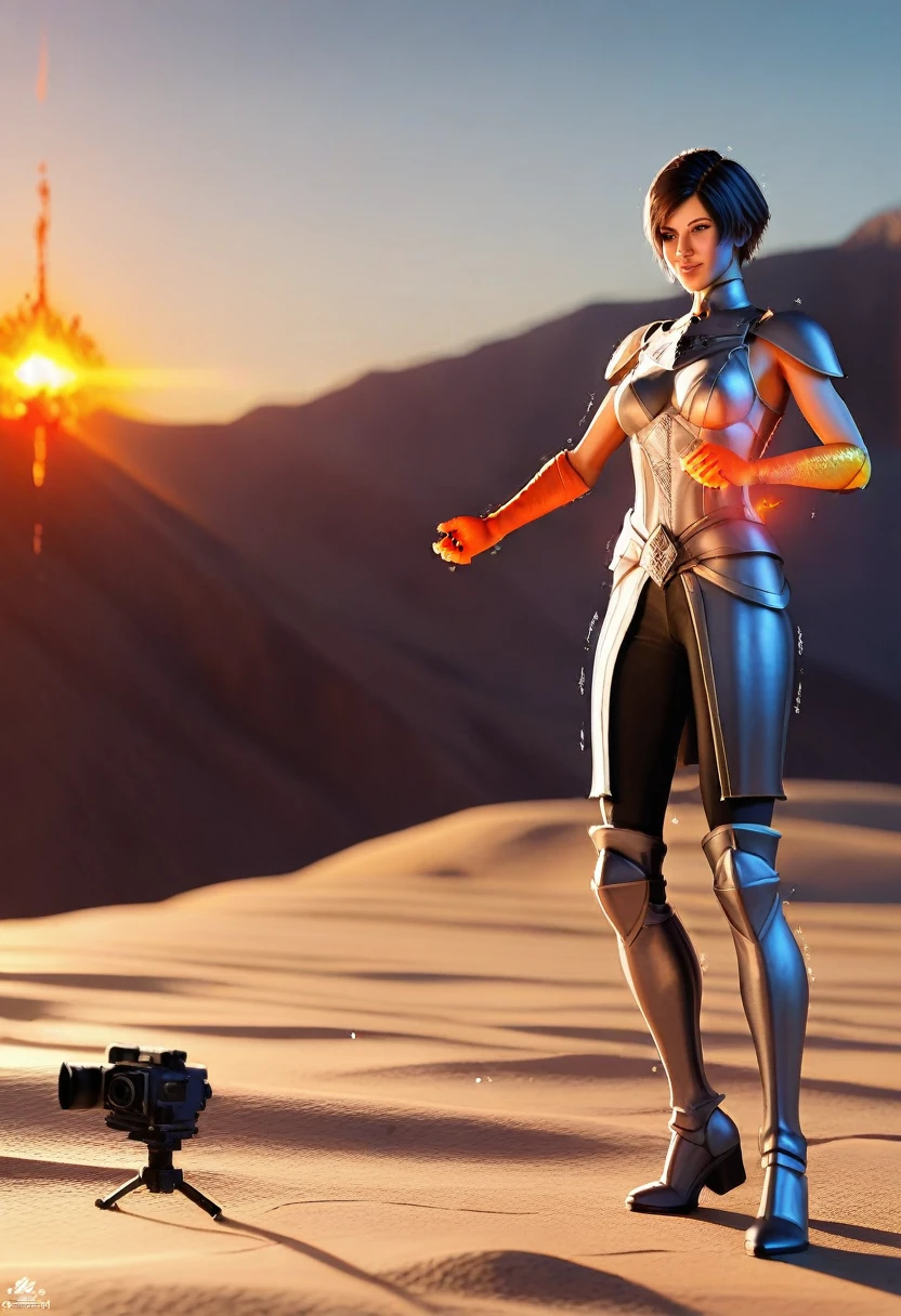 ((best quality)), ((masterpiece: 1.2)), (extremely detailed: 1.1), (8k, high quality, cinematic, hyper-realistic, illustration), (autodesk maya, octane render, unreal engine, game character , tracing ray, hdr), (16mm focal length, f/4 aperture, dynamic perspective, deep depth of field), (1 boy, dynamic angle, casting pose.fire knight, short hair that shines like plasma, steel weave clothing, lava gloves, heavy boots, underlying burning chest, desert tundra, crumbling stone sculptures around you), 3d, realistic, CG, 3D model, beautiful, elegant, safe (hdri, bloom, edge lighting , soft lighting, discreet). , zhongfenghua, badass\(armor\) mage robe, alo of blue flames, mage_glam, caftan