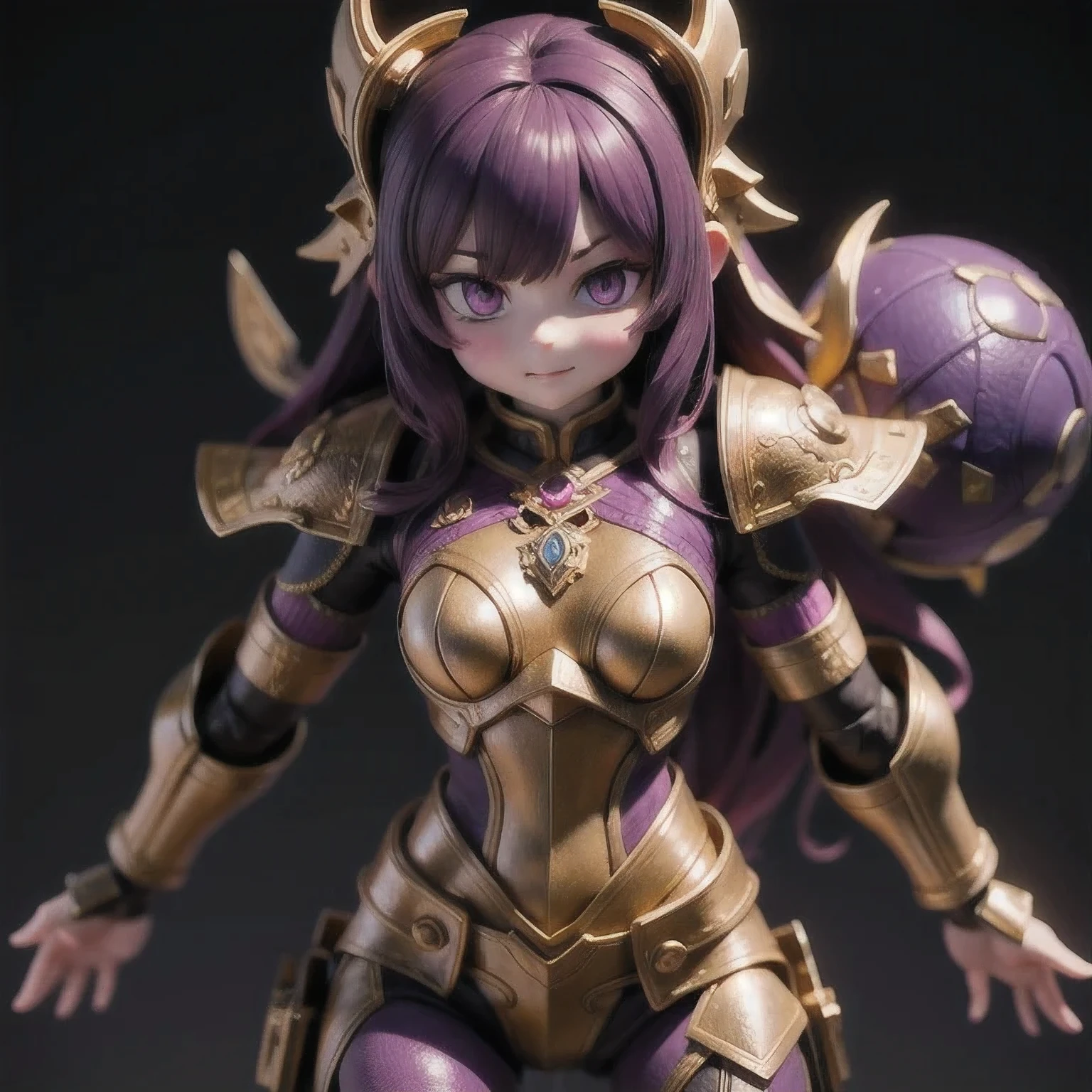 Close up of purple and gold toys, Super detailed fantasy characters, Science Fiction Characters render, detailed humanoid, Star Pathfinder Characters, Science Fiction Characters, Science Fiction Characters, humanoid character, very detailed character, Color Rendering, 3D Rendering Character Art 8K, Alien Armor, safi'jiiva armor, Marmoset Rendering