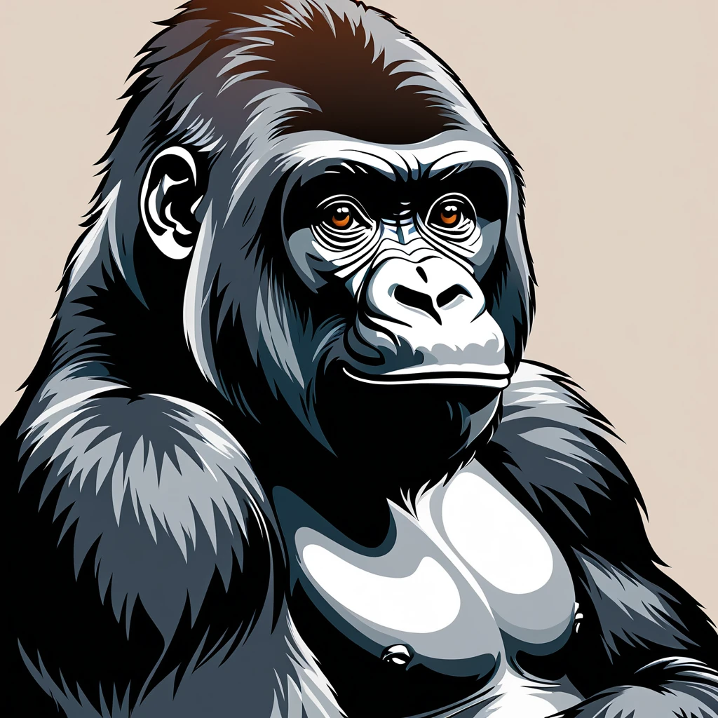 cute gorilla, illustration, vector graphics, strong contours
