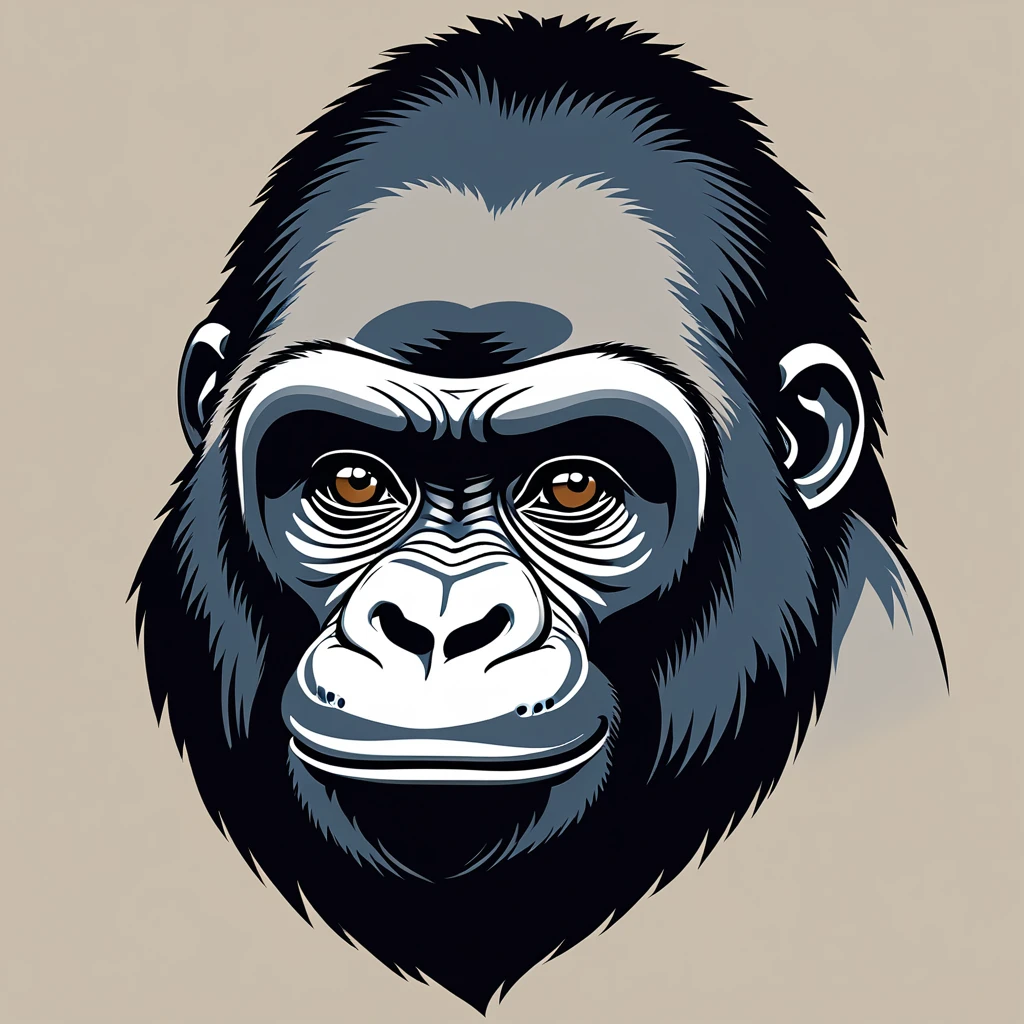 cute gorilla, illustration, vector graphics, strong contours
