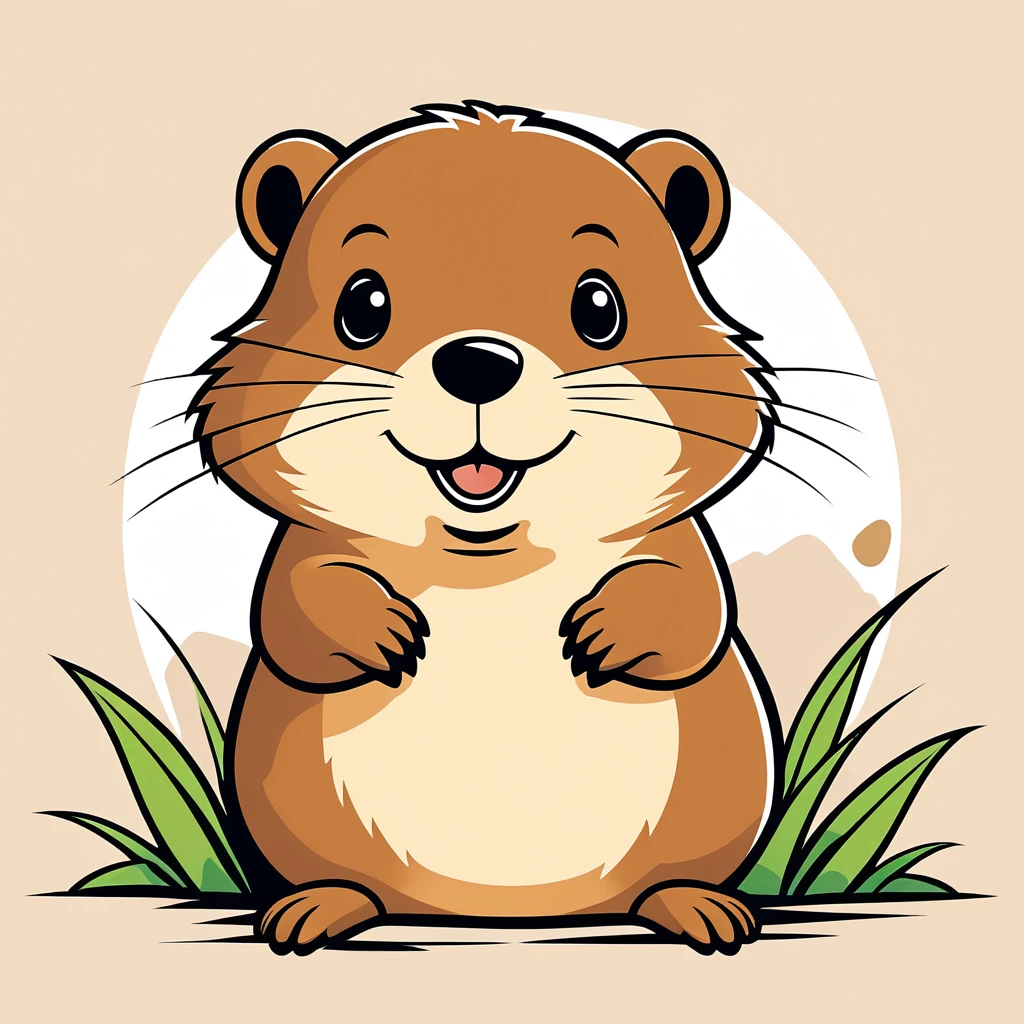 cute gopher, illustration, vector graphics, strong contours