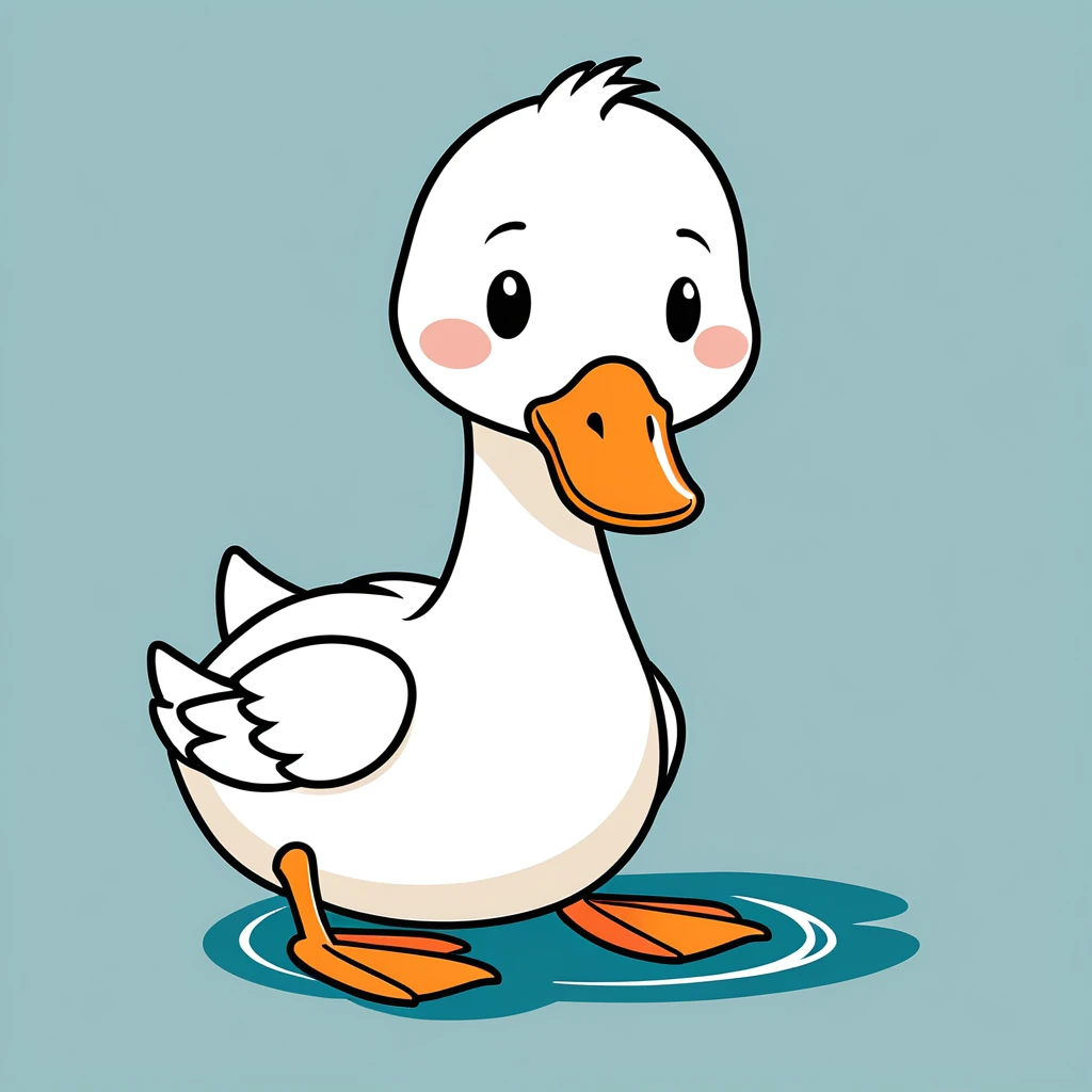 cute goose, illustration, vector graphics, strong contours
