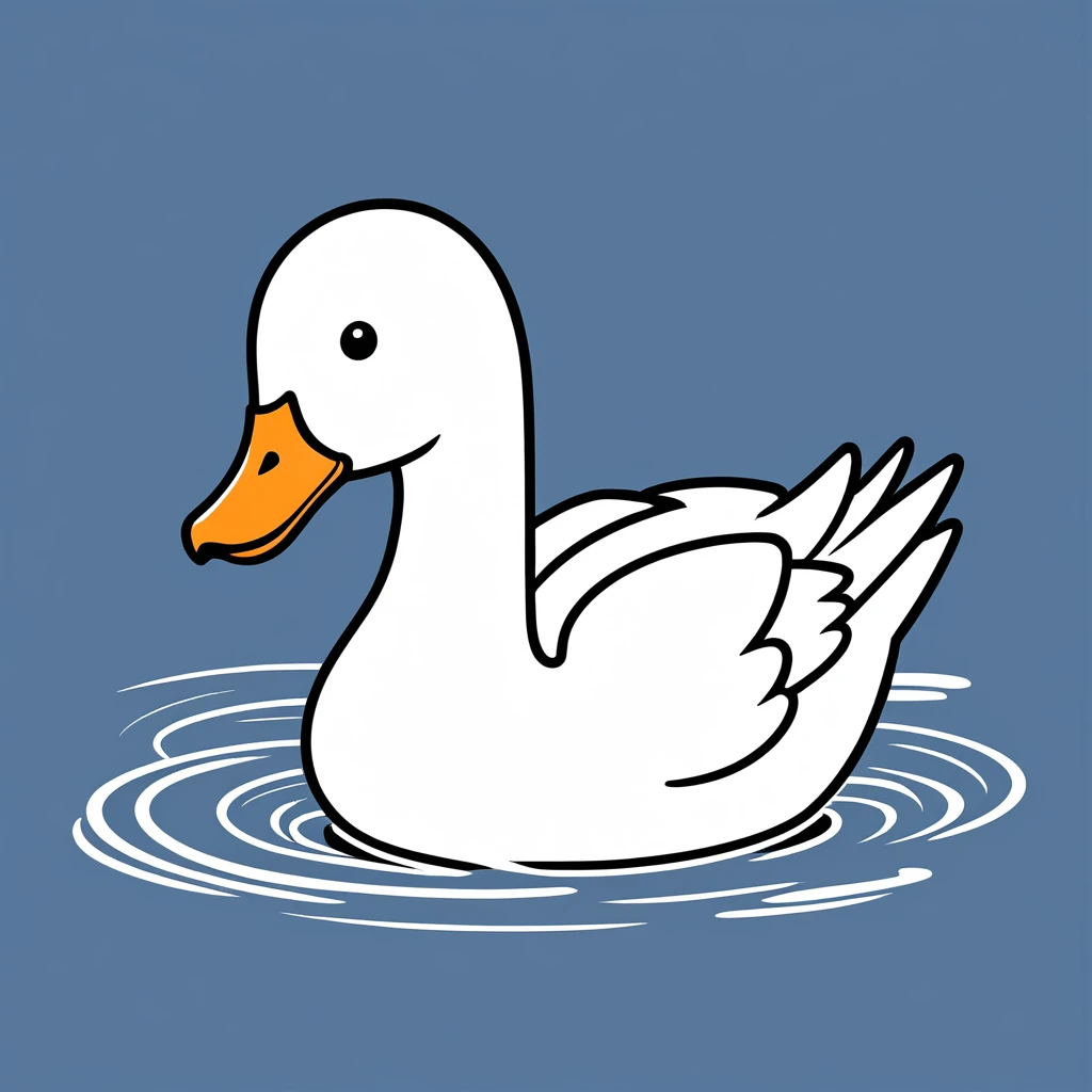 cute goose, illustration, vector graphics, strong contours