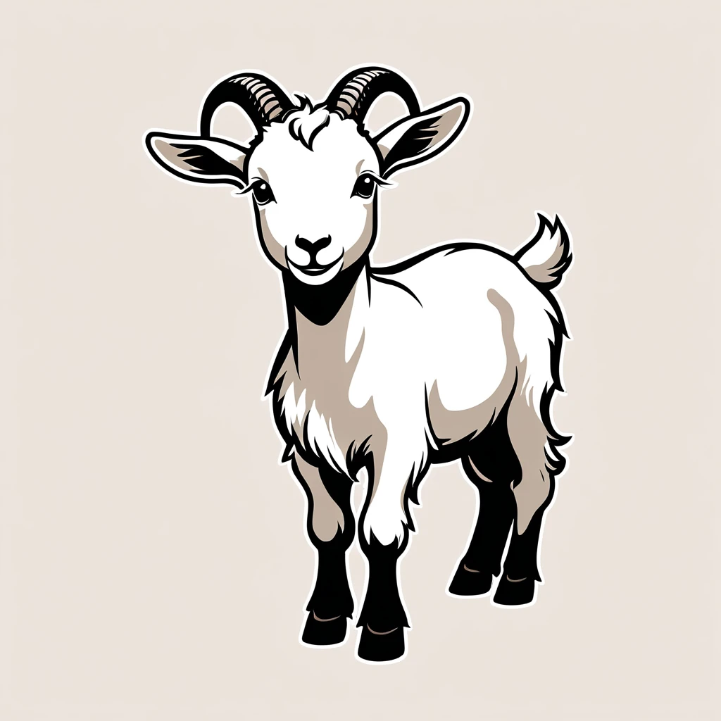 cute goat, illustration, vector graphics, strong contours

