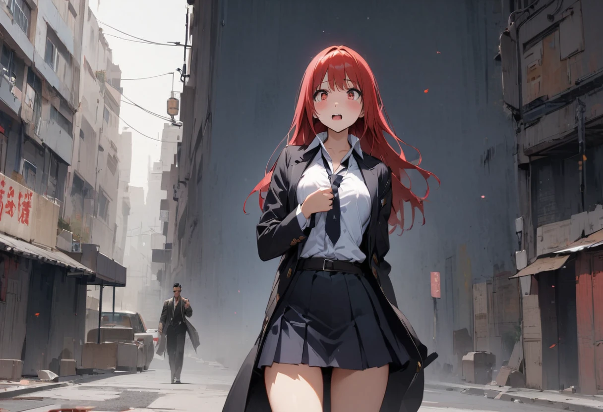 A girl is trying to escape、Girls hate it、Panty shot、Miniskirt、friend、Kidnapping、Scared、Yakuza Office、Yakuza、Scared、Feeling fear、In front of the building、background、Dynamic Angle、masterpiece、best quality、ultra-detail、Japanese Mafia、Yakuza hideout、gang、Boss's Room、Thug's Room、The boss's daughter