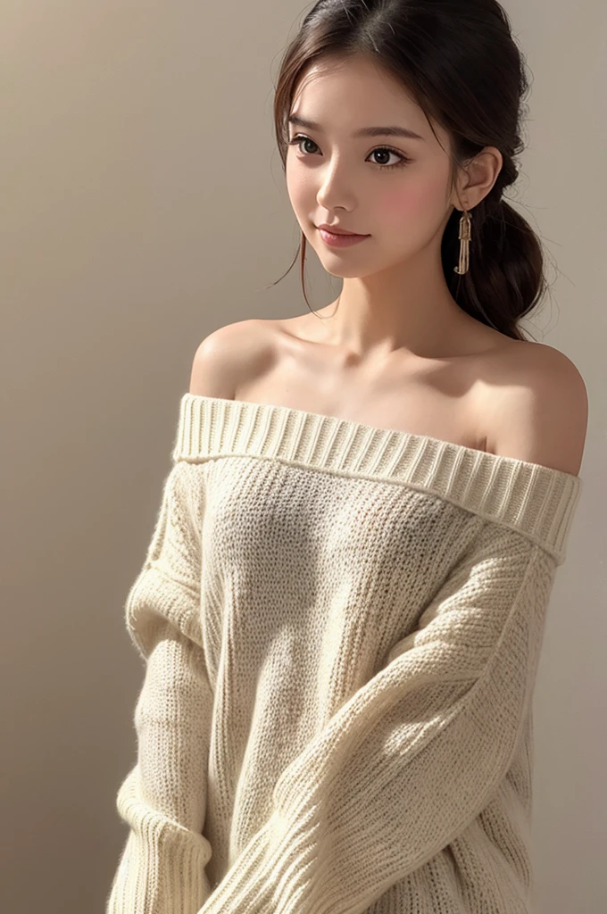 ((best quality)), ((masterpiece)), (detailed), 1 Girl, Off-shoulder sweater,