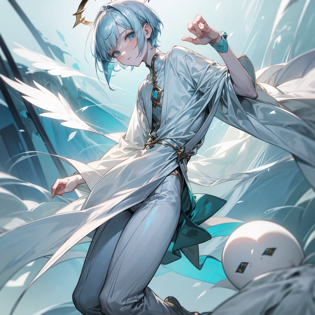 (max resolution: 1.2), (Ultra HDTV: 1.2), 8K resolution, Eye and skin details, face details, , (Sharp focus: 1.2), (Precise focus) sharp face: 1.2), (((Boy))), Standing, Short hair, White hair, Shirtless, Exposed pecs, Six pack abs, transparent white briefs, Summer, Ocean water, Blue sky , Sunny, White Clouds, Sunlight, Trees, Grass, Coconut Trees