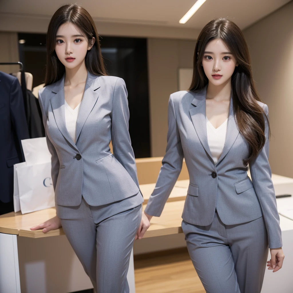 Beauty、BeautyOL、Detailed face、Realistic、beautiful girl、Beauty、Office Lady Uniform、beauty、Beautiful woman、Show off a slim waist、Handsome woman、Pants look、suit、y pose