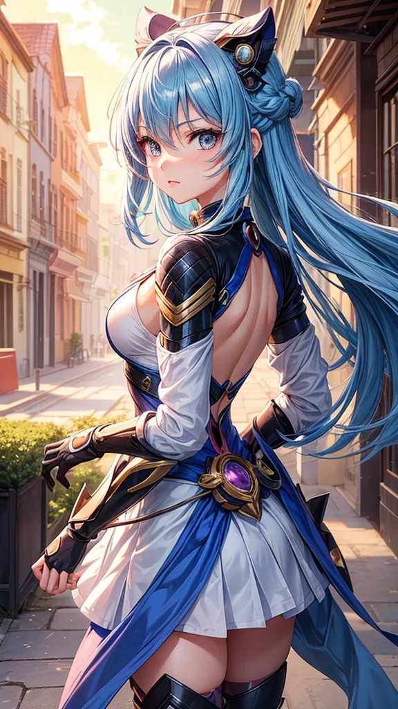 Cygames girl character concept art and illustration by akihiko yoshida , ultimate dressy , amazing detailed face in profile closeup, galaxy in blue hair, Jewelry eyes , wearing a white galaxy dress , Line Array Speaker , Extreme Explosion , Subwoofer , kyoani character face , cute ,pretty girl , dynamic pose, portrait , pixiv daily ranking , pixiv , artstation ,specatcualr details, Volumetric Lighting , Dramatic lighting —ar 9:16 --test --creative --upbeta