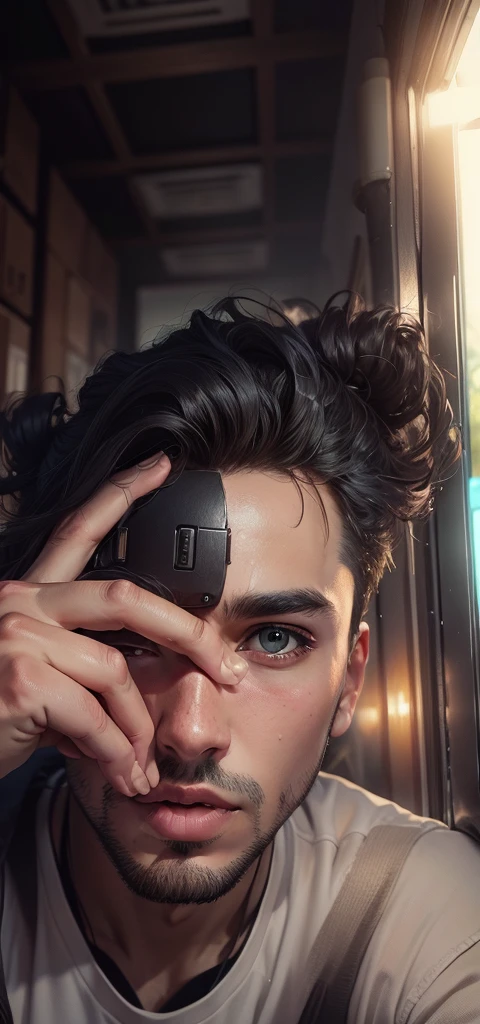change background cyberpunk. make cute boy
