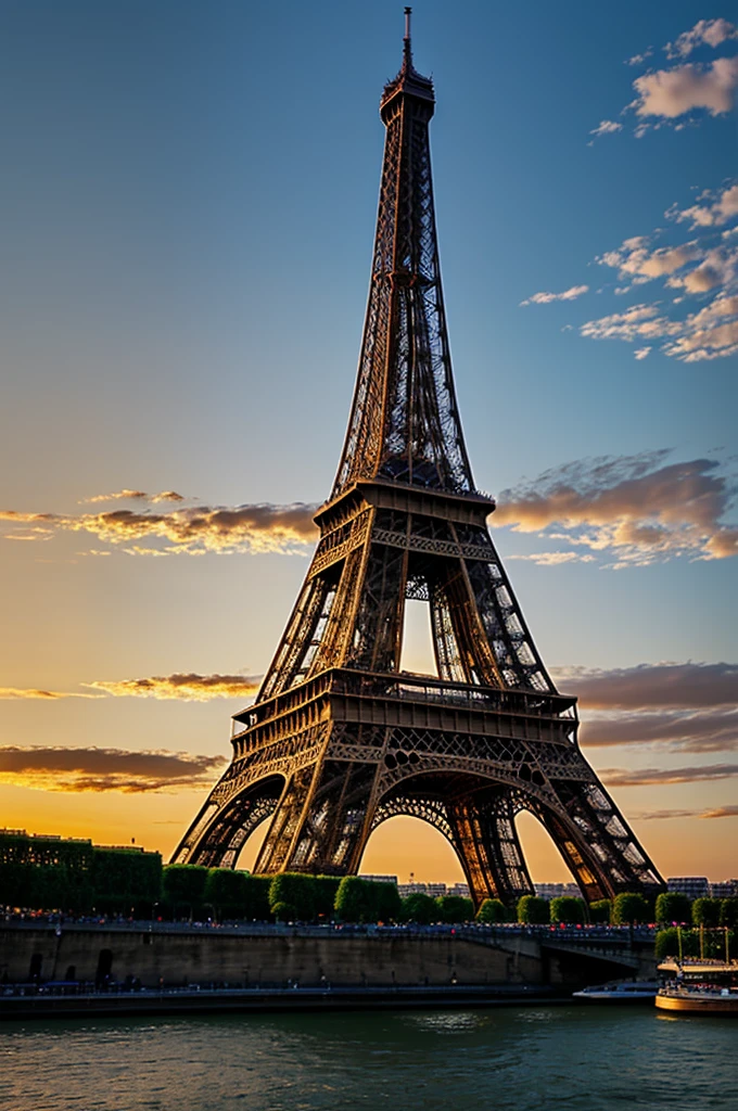 The Eiffel Tower at sunset