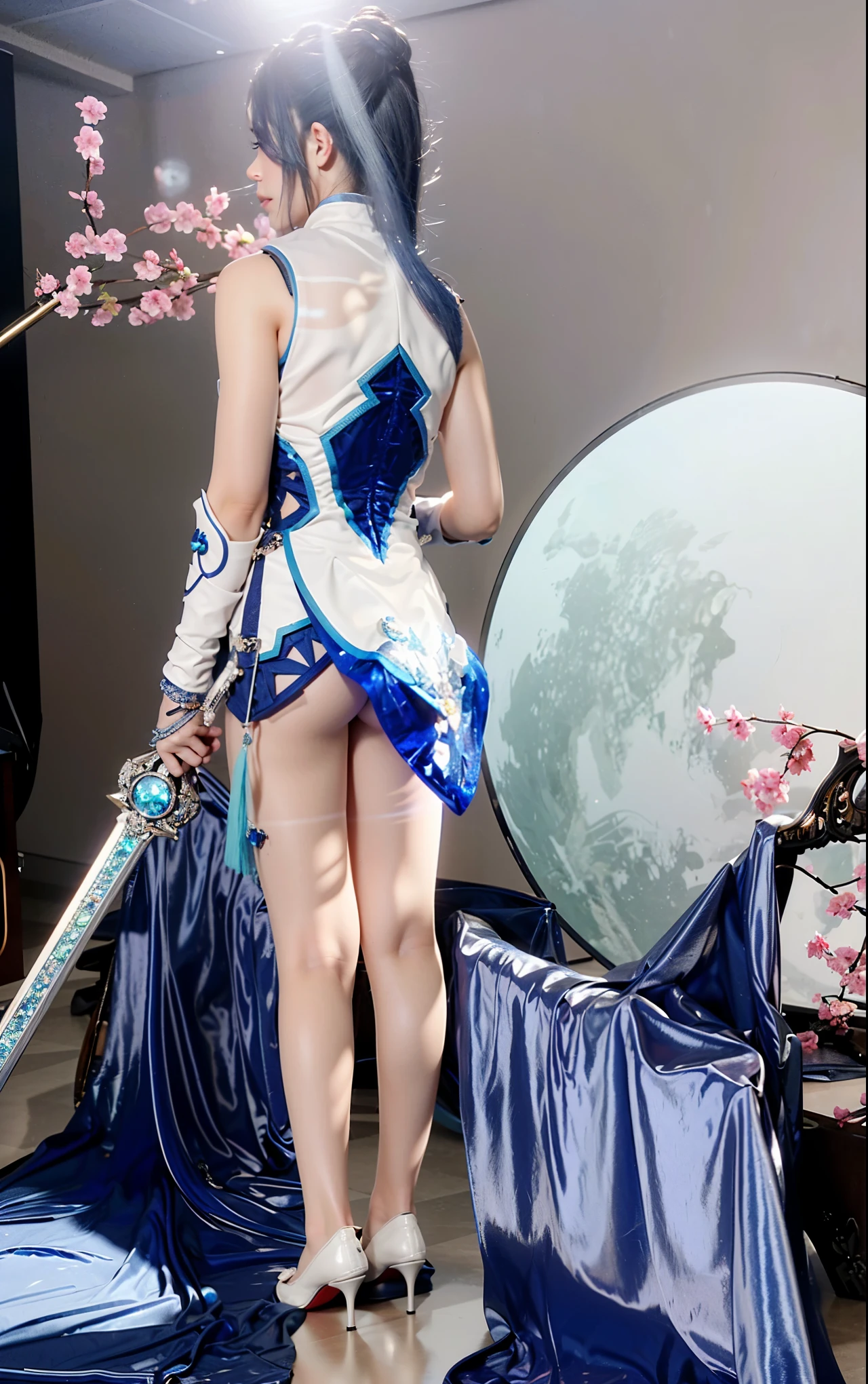 Game Art,Best image quality,Maximum resolution,8K,(A bust photo),(portrait),(Head close-up),(Rule of Thirds),Unreal Engine 5 rendering works,20 year old girl,((Queen)),The eyes are very detailed,(Large Breasts),Elegance and nobility,Light,Light线追踪,Game CG,((3D Unreal Engine)),OC rendering reflection mode,4K,Ultra-clear,Sensual,Translucent lace,Fair and plump figure,Pretty Face,Light泽凝胶涂层,身着华贵礼服的Queen,Crystal Gem Crown,Necklace jewelry,blue eyes,The tattoo is very three-dimensional,Gorgeous and intricate tattoo designs,Ultra-clear portrait,Sexy body,Temple Princess,Sapphire eyes,Fine gold and diamond jewellery,Luxurious jewelry,Wearing diamond gemstone jewelry,Gorgeous jewelry all over the body,Pearl Necklace,Diamond Dress,wear high heel shoes,Back