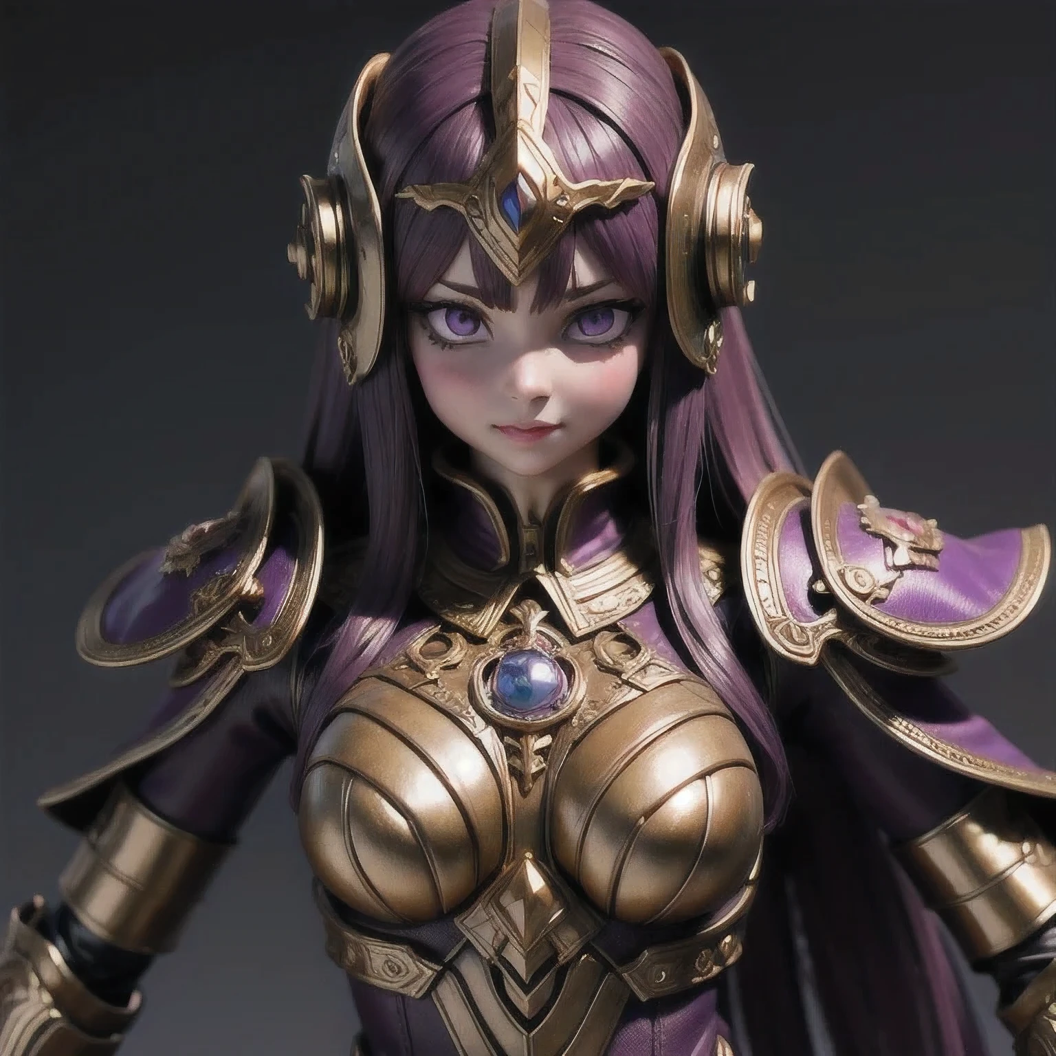 Close up of purple and gold toys, Super detailed fantasy characters, Science Fiction Characters render, detailed humanoid, Star Pathfinder Characters, Science Fiction Characters, Science Fiction Characters, humanoid character, very detailed character, Color Rendering, 3D Rendering Character Art 8K, Alien Armor, safi'jiiva armor, Marmoset Rendering