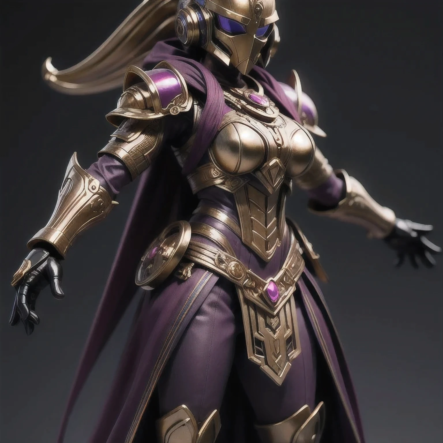 Close up of purple and gold toys, Super detailed fantasy characters, Science Fiction Characters render, detailed humanoid, Star Pathfinder Characters, Science Fiction Characters, Science Fiction Characters, humanoid character, very detailed character, Color Rendering, 3D Rendering Character Art 8K, Alien Armor, safi'jiiva armor, Marmoset Rendering