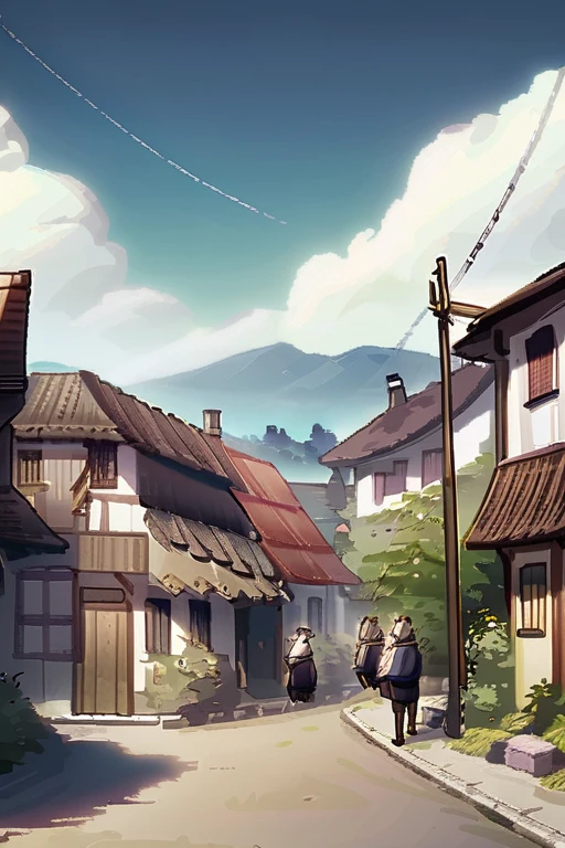 ((Лучшее качество)), ((шедевр)), (подробный), Draw your grandmother's yard in the village