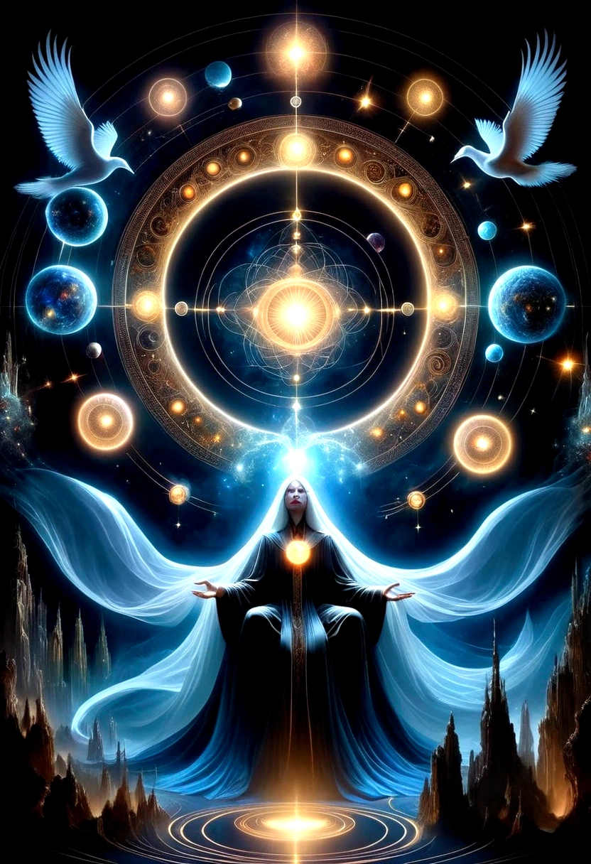 Astrologer，Magic Circle, Sacred geometry, Clear focus, Floating Ghost Mage, Heaven and earth collapsed, Mobius strip, Black Hole, Lots of meteorites floating, Combination Magic Circle, call, Transformation of matter and immateriality, Kim Sik, and other complex ritual combinations , Mike Winkelmann style的超现实数字艺术, Rolf ARmstRong style: Fractal, Alberto Vargas, 和 H&#39;style.R. liver. liver,Magical Realism,classical realism,Surrealism,imagination,Science fiction,From another realm,impossible,Visual exaggeration,Post-cyberpunk,Nano punk,Atomic Punch,gather,Circuit,lightpainting,白羊seat,♈︎,金牛seat,♉︎,双子seat. ♊︎,cancer,♋︎,天蝎seat,♏︎,天秤seat,♎︎,seat,♍︎,狮子seat,♌︎,射手seat,♐︎. 摩羯seat,♑︎,水瓶seat,♒︎,双鱼seat,♓︎,Unreal Engine,Octane RendeRing,V-Ray,High Detail,high quality,high resolution,Surrealism,16K,Ultra wide angle,High Angle Shot,,Bioluminescence,