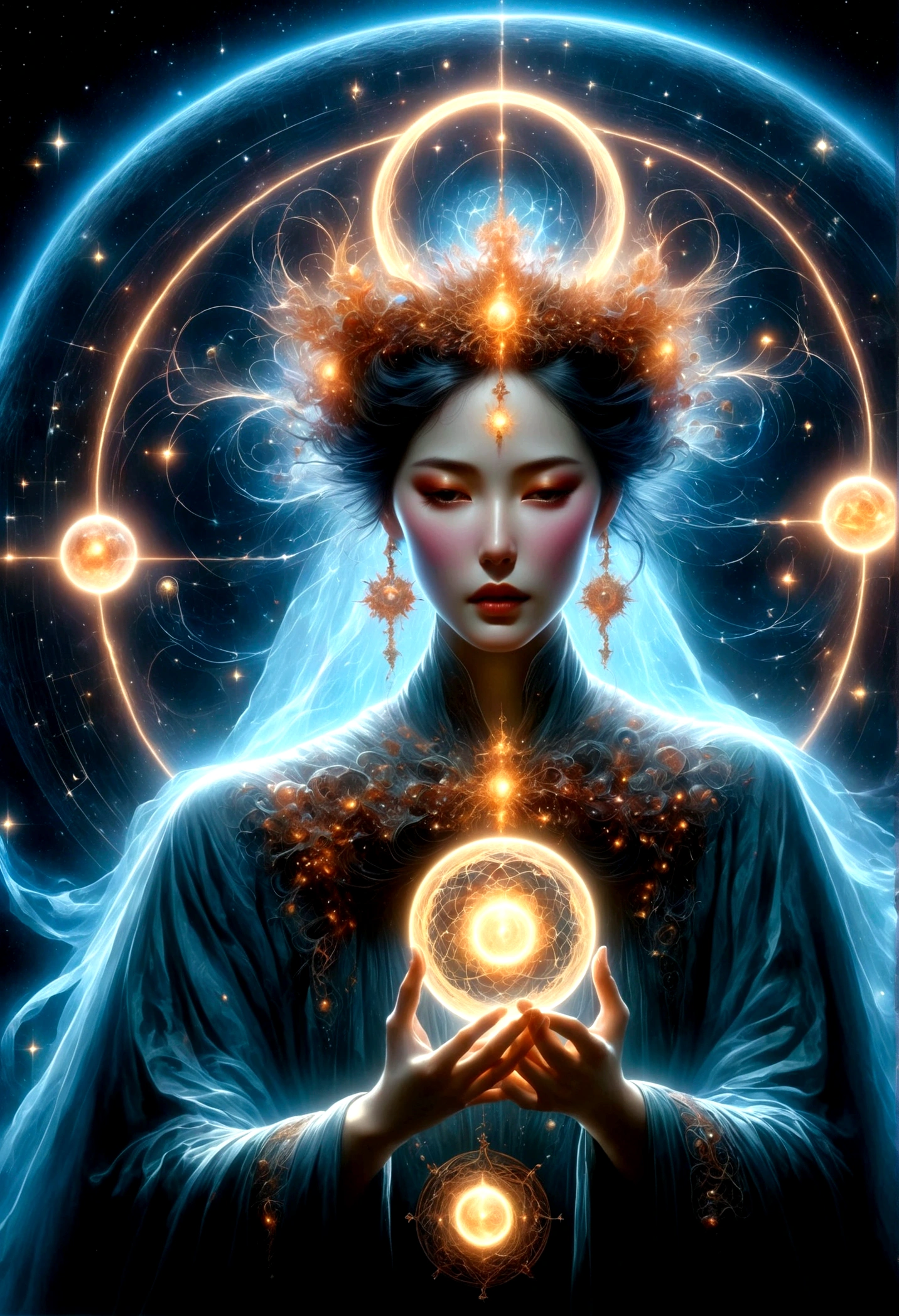 Astrologer，Magic Circle, Sacred geometry, Clear focus, Floating Ghost Mage, Heaven and earth collapsed, Mobius strip, Black Hole, Lots of meteorites floating, Combination Magic Circle, call, Transformation of matter and immateriality, Kim Sik, and other complex ritual combinations , Mike Winkelmann style的超现实数字艺术, Rolf ARmstRong style: Fractal, Alberto Vargas, 和 H&#39;style.R. liver. liver,Magical Realism,classical realism,Surrealism,imagination,Science fiction,From another realm,impossible,Visual exaggeration,Post-cyberpunk,Nano punk,Atomic Punch,gather,Circuit,lightpainting,白羊seat,♈︎,金牛seat,♉︎,双子seat. ♊︎,cancer,♋︎,天蝎seat,♏︎,天秤seat,♎︎,seat,♍︎,狮子seat,♌︎,射手seat,♐︎. 摩羯seat,♑︎,水瓶seat,♒︎,双鱼seat,♓︎,Unreal Engine,Octane RendeRing,V-Ray,High Detail,high quality,high resolution,Surrealism,16K,Ultra wide angle,High Angle Shot,,Bioluminescence,