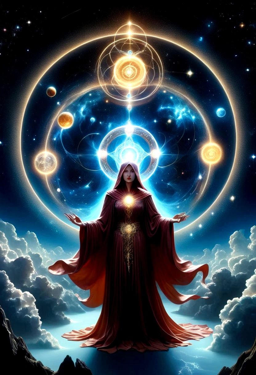 Astrologer，Magic Circle, Sacred geometry, Clear focus, Floating Ghost Mage, Heaven and earth collapsed, Mobius strip, Black Hole, Lots of meteorites floating, Combination Magic Circle, call, Transformation of matter and immateriality, Kim Sik, and other complex ritual combinations , Mike Winkelmann style的超现实数字艺术, Rolf ARmstRong style: Fractal, Alberto Vargas, 和 H&#39;style.R. liver. liver,Magical Realism,classical realism,Surrealism,imagination,Science fiction,From another realm,impossible,Visual exaggeration,Post-cyberpunk,Nano punk,Atomic Punch,gather,Circuit,lightpainting,白羊seat,♈︎,金牛seat,♉︎,双子seat. ♊︎,cancer,♋︎,天蝎seat,♏︎,天秤seat,♎︎,seat,♍︎,狮子seat,♌︎,射手seat,♐︎. 摩羯seat,♑︎,水瓶seat,♒︎,双鱼seat,♓︎,Unreal Engine,Octane RendeRing,V-Ray,High Detail,high quality,high resolution,Surrealism,16K,Ultra wide angle,High Angle Shot,,Bioluminescence,