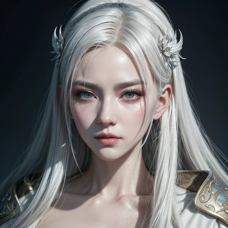 a close-up of a woman with white hair and a white mask, beautiful character painting, Guweiz, artwork in the style of guweiz, white haired deity, 由杨J, epic and exquisite character art, Stunning character art, por Fan Qi, por Wuzhun Shifan, guweiz on pixiv artstation