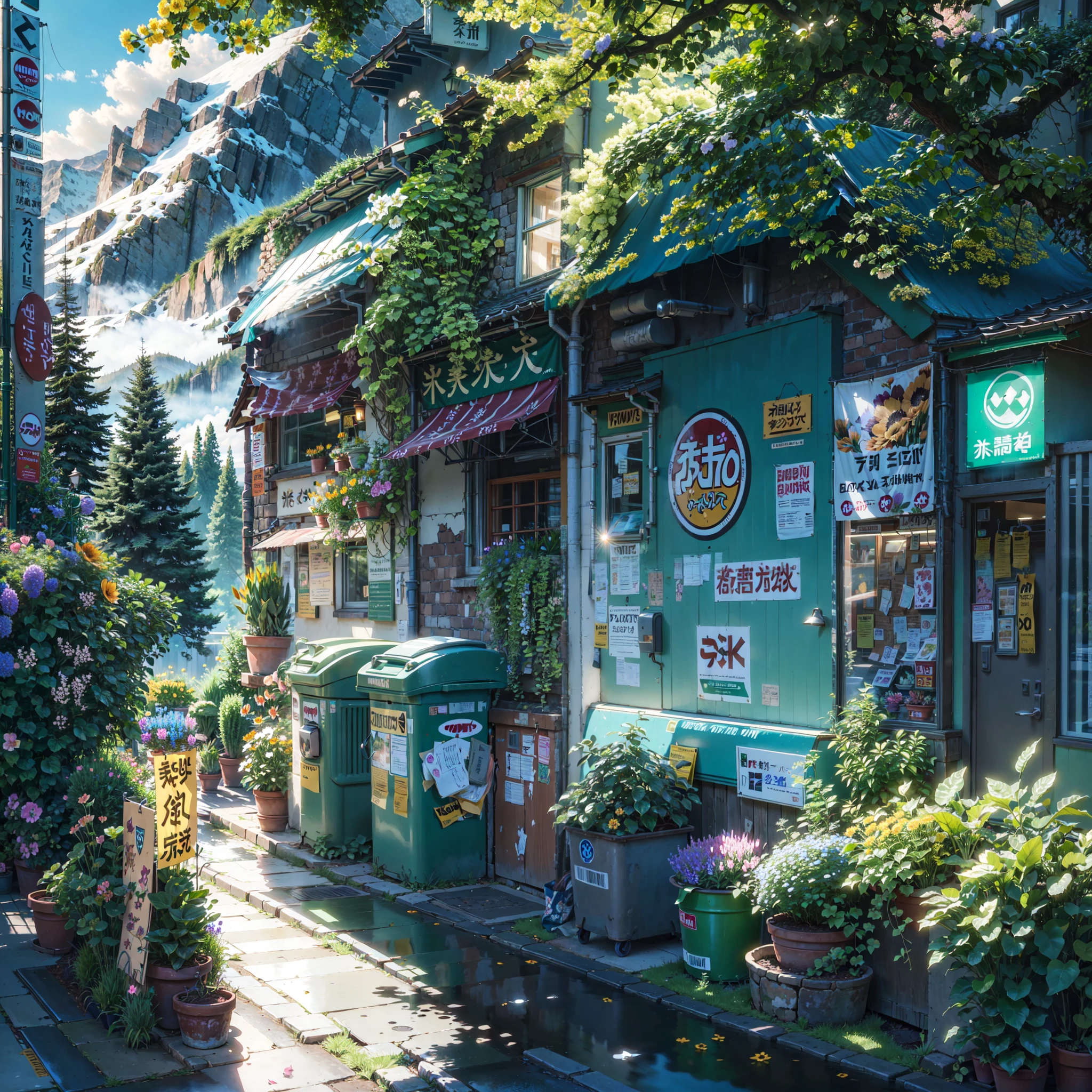 ((plants)), (((vibrant flowers))), colorful
