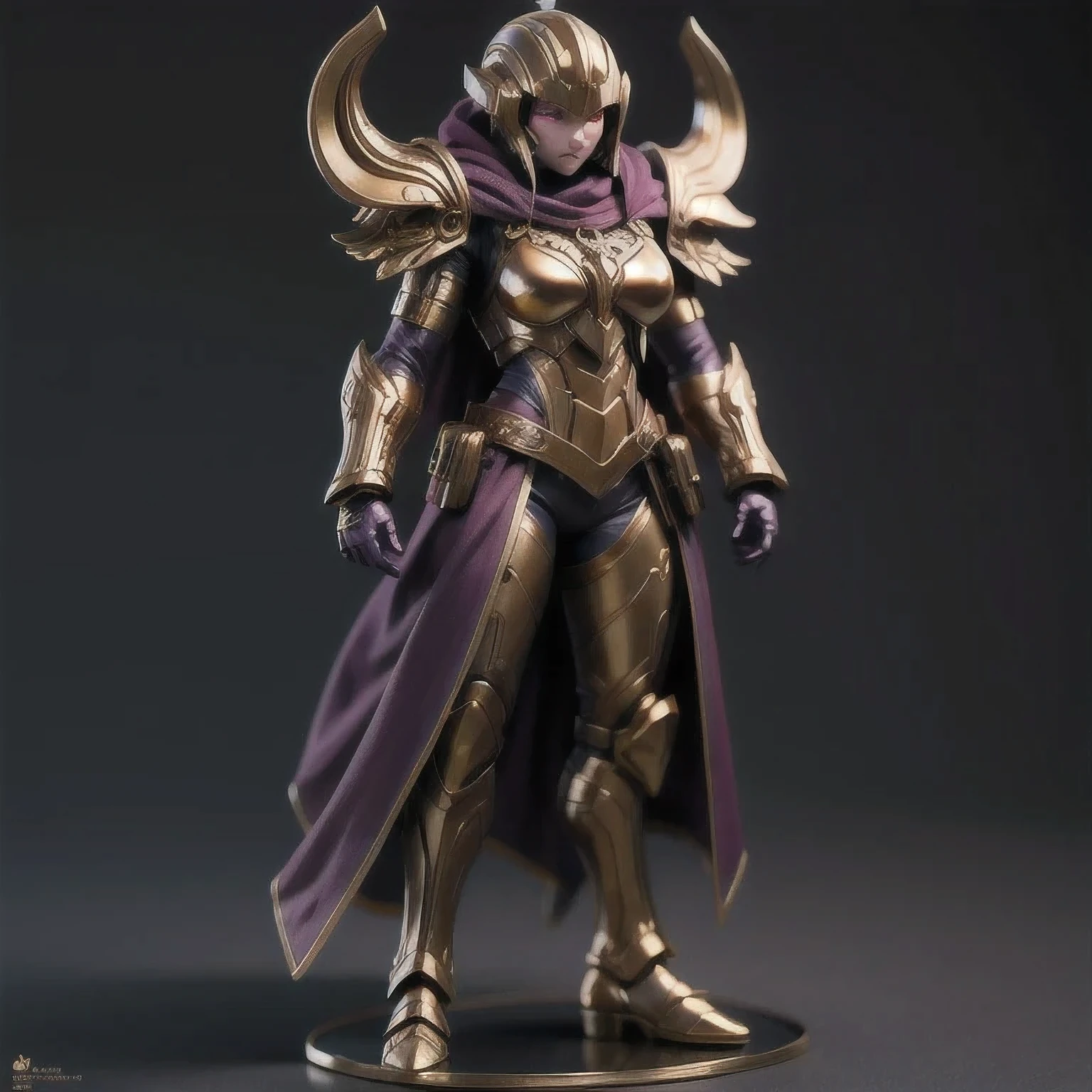 Close up of purple and gold toys, Super detailed fantasy characters, Science Fiction Characters render, detailed humanoid, Star Pathfinder Characters, Science Fiction Characters, Science Fiction Characters, humanoid character, very detailed character, Color Rendering, 3D Rendering Character Art 8K, Alien Armor, safi'jiiva armor, Marmoset Rendering