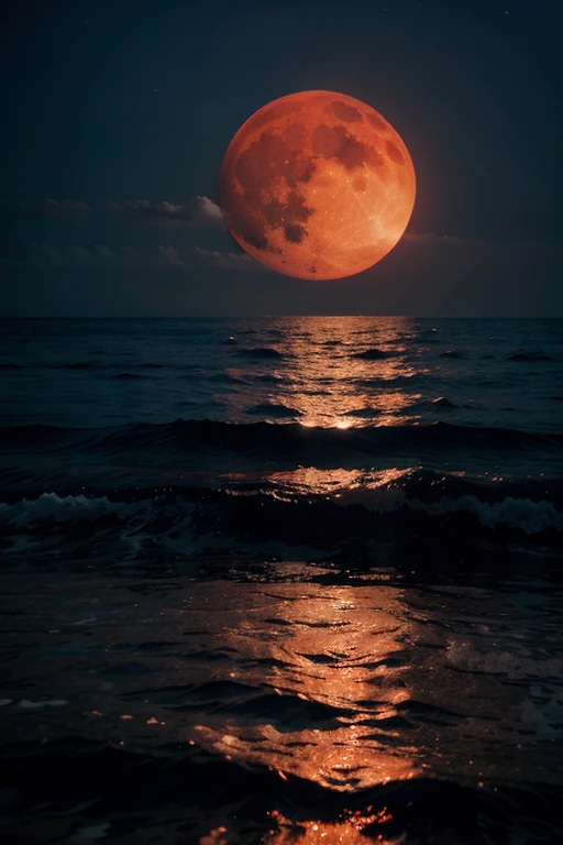 red moon in the sea