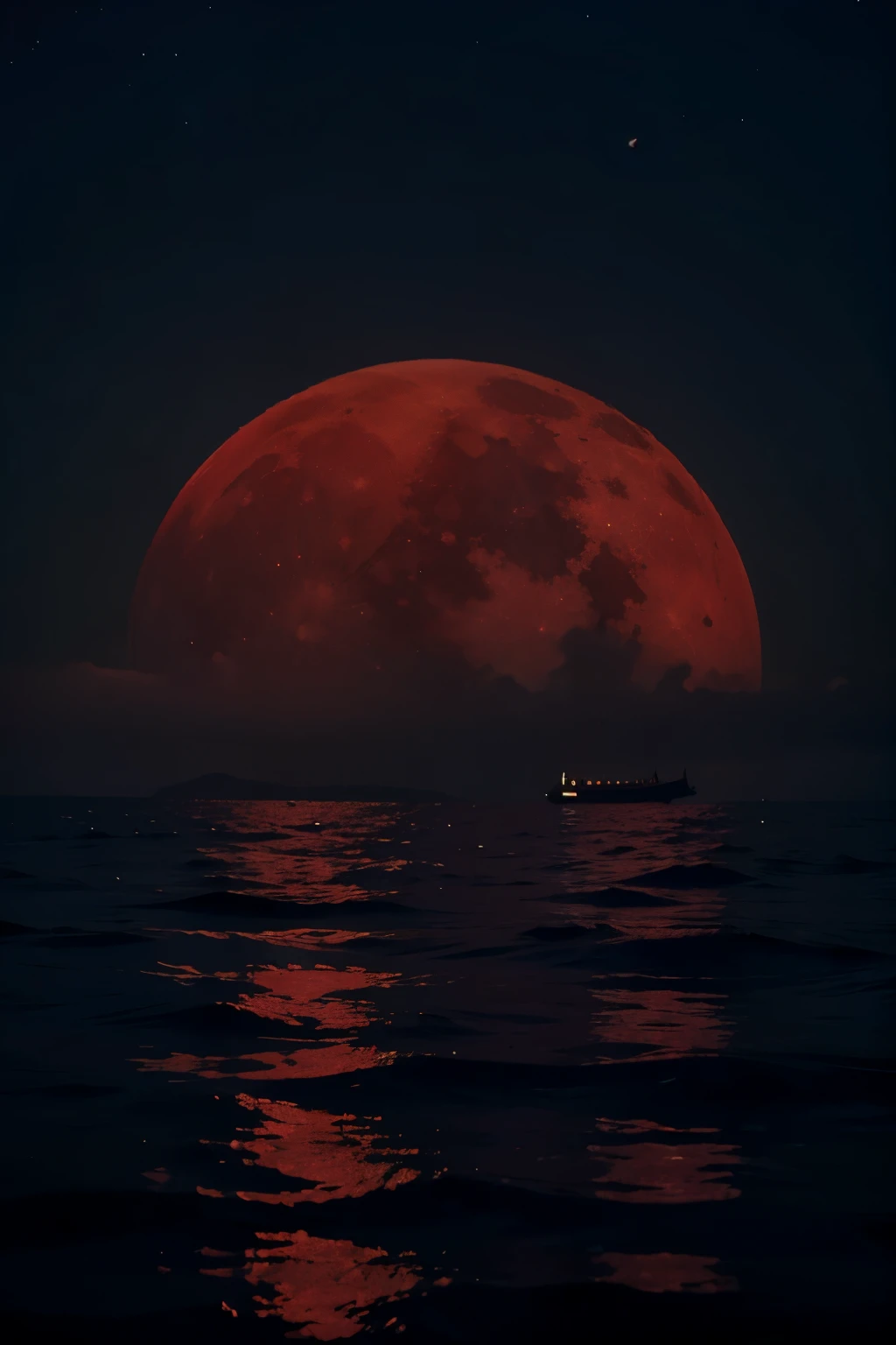 red moon in the sea