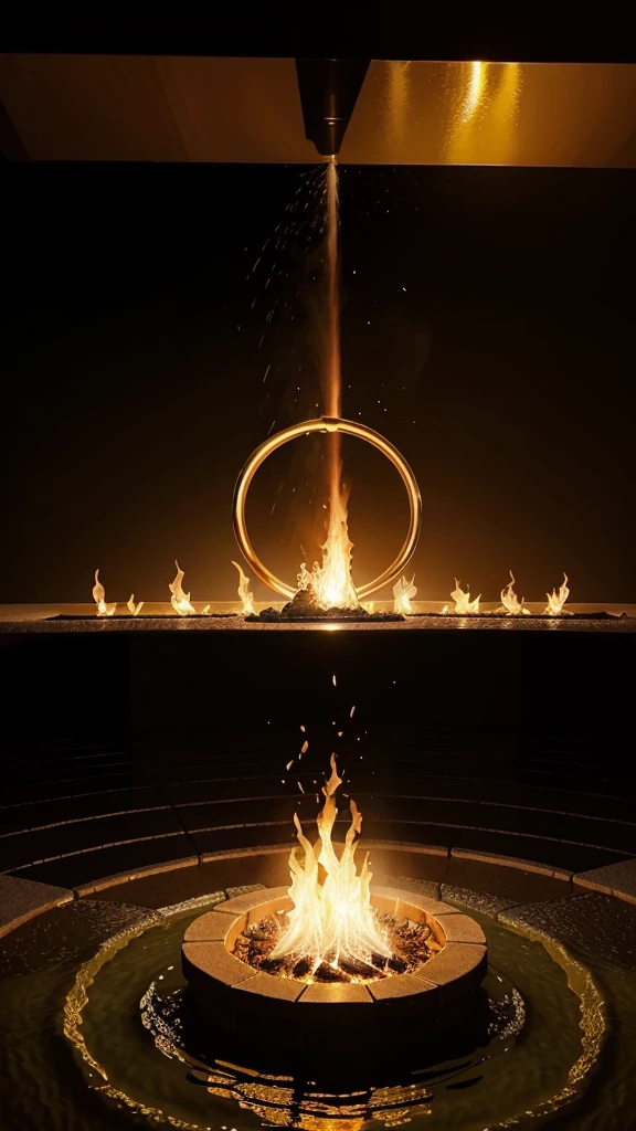Create a circular fire and water logo"WX" together it looks elegant , background warna gold dan hitam,4D,6, hyperrealistic, Hyperdetail 