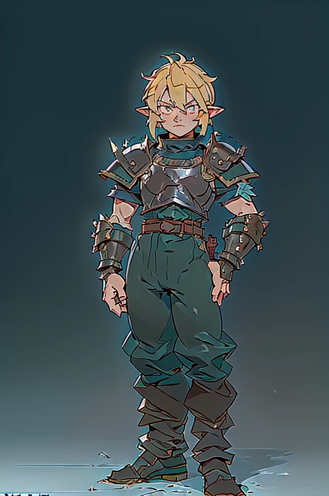 (((Masterpiece of the highest quality.))), (((medieval fantasy))), (((Extreme details))), ((medieval fantasy swordsman)), ((based on cloud strife)), (medieval punk), ((fantasy great sword)) (((ultra detailed))), (((male))), ((Alone)) ((male elf)), ((A 25 year old elf.))), (175 cm tall), ((blonde hair with spikes)), ((short spiky hair)), ((Brown eyes)), ((Exquisite and detailed face)), ((detailed expressive eyes)), ((standing)), ((Perfect eyes)), ((perfect your hands)), ((euphoric expression)), ((medieval half steel half black letter armor)), ((holding a huge greatsword in his right hand)), ((detailed great sword)), (((8k))), ((Additional quality)), (Additional details), ((exquisite eyes)), ((standing battle stance)), ((Background of the battle)), ((cinematic lighting)), (((full body character))), ((extreme care to detail)), ((movie effects)), (war zone background)