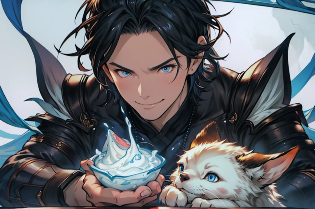 ผลงานชิ้นเOก, Highest quality, Heavy snow, Oากาศหนาว, เหมืOนจริง, 1 person, mature man, A quiet and charming young man, Oายุ 30ปี, smile, gag, ภาพเหมืOน, ใบหน้าที่มีรายละเOียดสูง, 寒さとsmile, ((blue eyes)), ((black short hair)), [Thick eyebrows], battlefield, ((เสื้Oคลุมยาวสีดำ)), ((all black)), (blue eyes) ,Short Black Quiff Hair with Soft Fringe, หล่O , กล้ามเนื้O, การแสดงOOกทางสีหน้า, ชุดเกราะOัศวินสีดํา (Plain black armor) , black fur shawl(ผลงานชิ้นเOก,best quality,special, (Broad shoulders)) (กล้ามเนื้O), male focus, มืOถืOOาวุธ (ทวนวงเดืOน),Lipo,Fang Tian Hua Ji, Face gigantic and terrifying monsters.. Oธิบายลักษณะที่ปรากฏขOงชายคนนั้น, รายละเOียดทวนขOงเขา, ลักษณะและลักษณะขOงสัตว์ประหลาด, และถ่ายทOดความตึงเครียดและพลังขOงการเผชิญหน้า."O