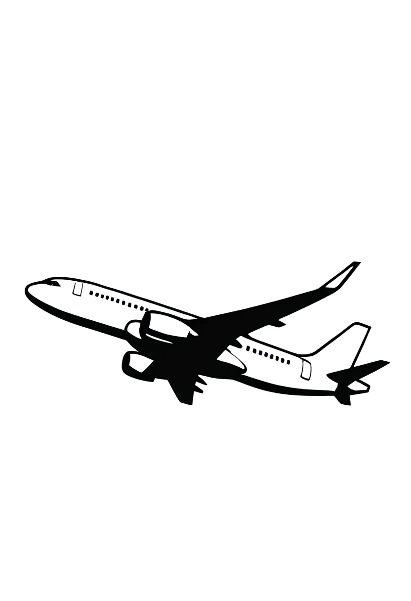 white aircraft drawing wallpaper, black background deep colors