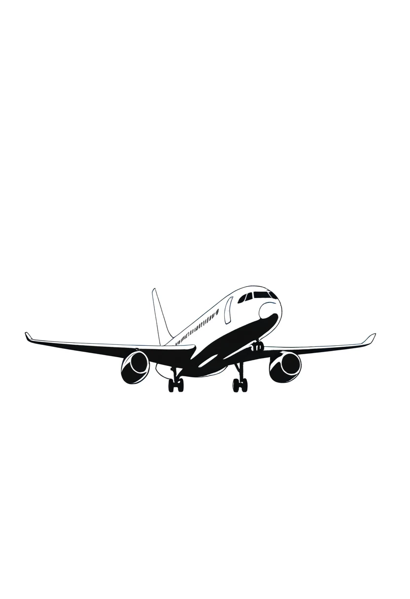 white aircraft drawing wallpaper, black background deep colors