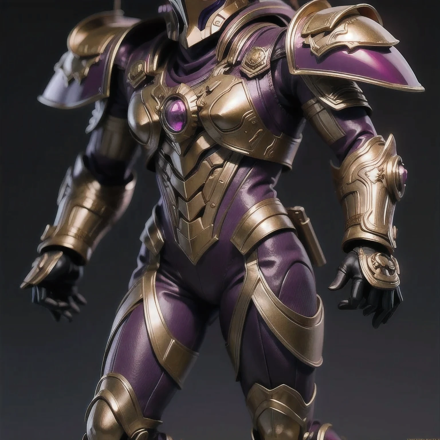 Close up of purple and gold toys, Super detailed fantasy characters, Science Fiction Characters render, detailed humanoid, Star Pathfinder Characters, Science Fiction Characters, Science Fiction Characters, humanoid character, very detailed character, Color Rendering, 3D Rendering Character Art 8K, Alien Armor, safi'jiiva armor, Marmoset Rendering
