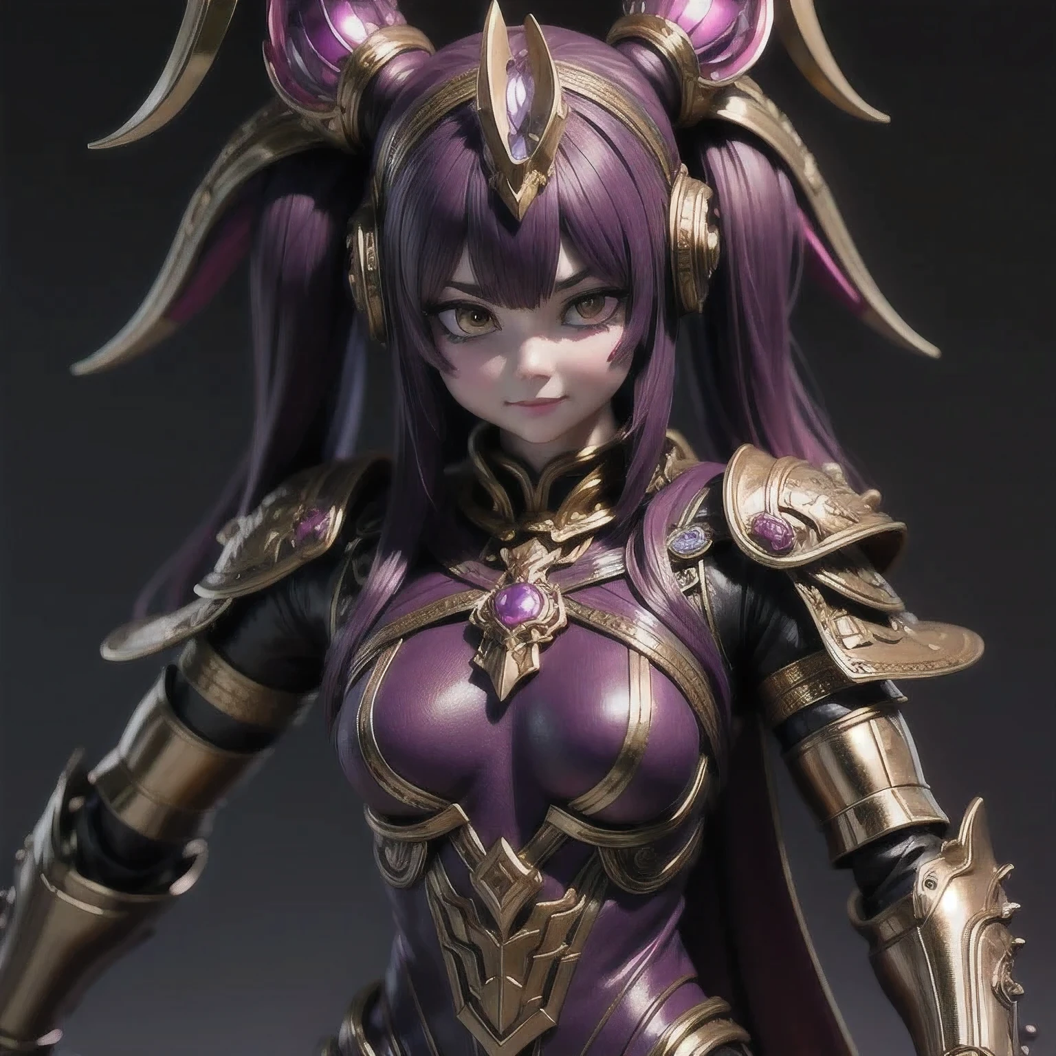 Close up of purple and gold toys, Super detailed fantasy characters, Science Fiction Characters render, detailed humanoid, Star Pathfinder Characters, Science Fiction Characters, Science Fiction Characters, humanoid character, very detailed character, Color Rendering, 3D Rendering Character Art 8K, Alien Armor, safi'jiiva armor, Marmoset Rendering