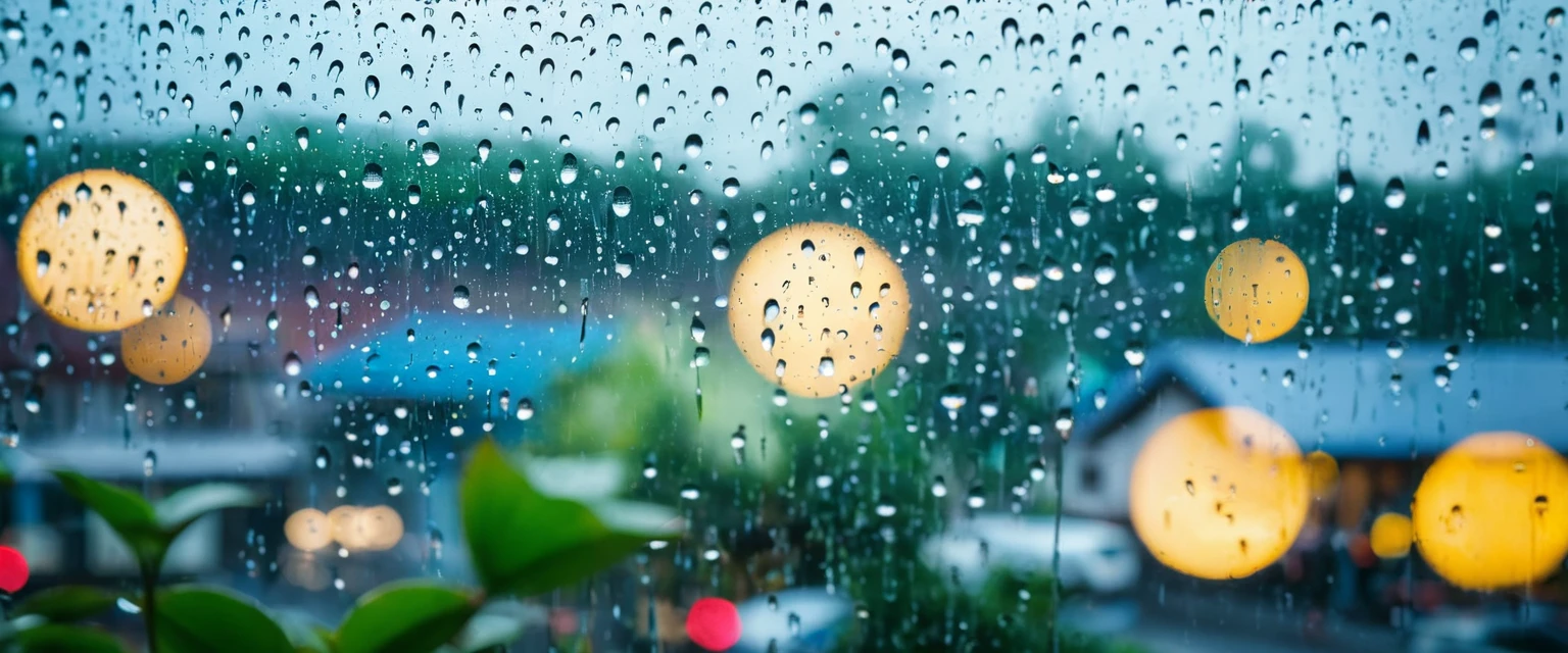 The whole glass window is covered with rain .The fog is so thick that you can’t see the actual scene.Bokeh background outside window.No window frames .Close-up of partial rain on glass.Don’t have a real image in the background.Just a rough bokeh effect.You can feel the raindrops flowing on the glass。Rain slides across the glass,Blurred the outside scene,Only the beauty of bokeh is left。This picture makes people feel peaceful、comfortable,It’s like being in a small world sheltered from the wind and rain。poetic picture