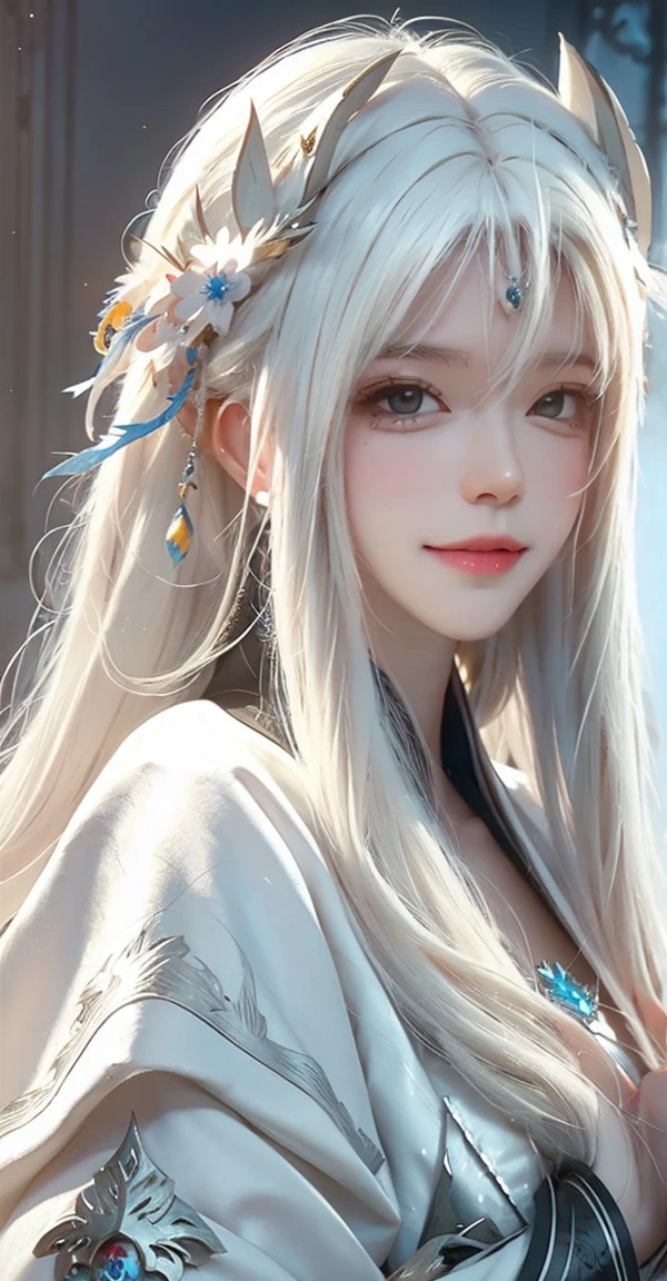 a close up of a woman with white hair and a white mask, beautiful character painting, guweiz, artwork in the style of guweiz, white haired deity, by Yang J, epic exquisite character art, stunning character art, by Fan Qi, by Wuzhun Shifan, guweiz on pixiv artstation