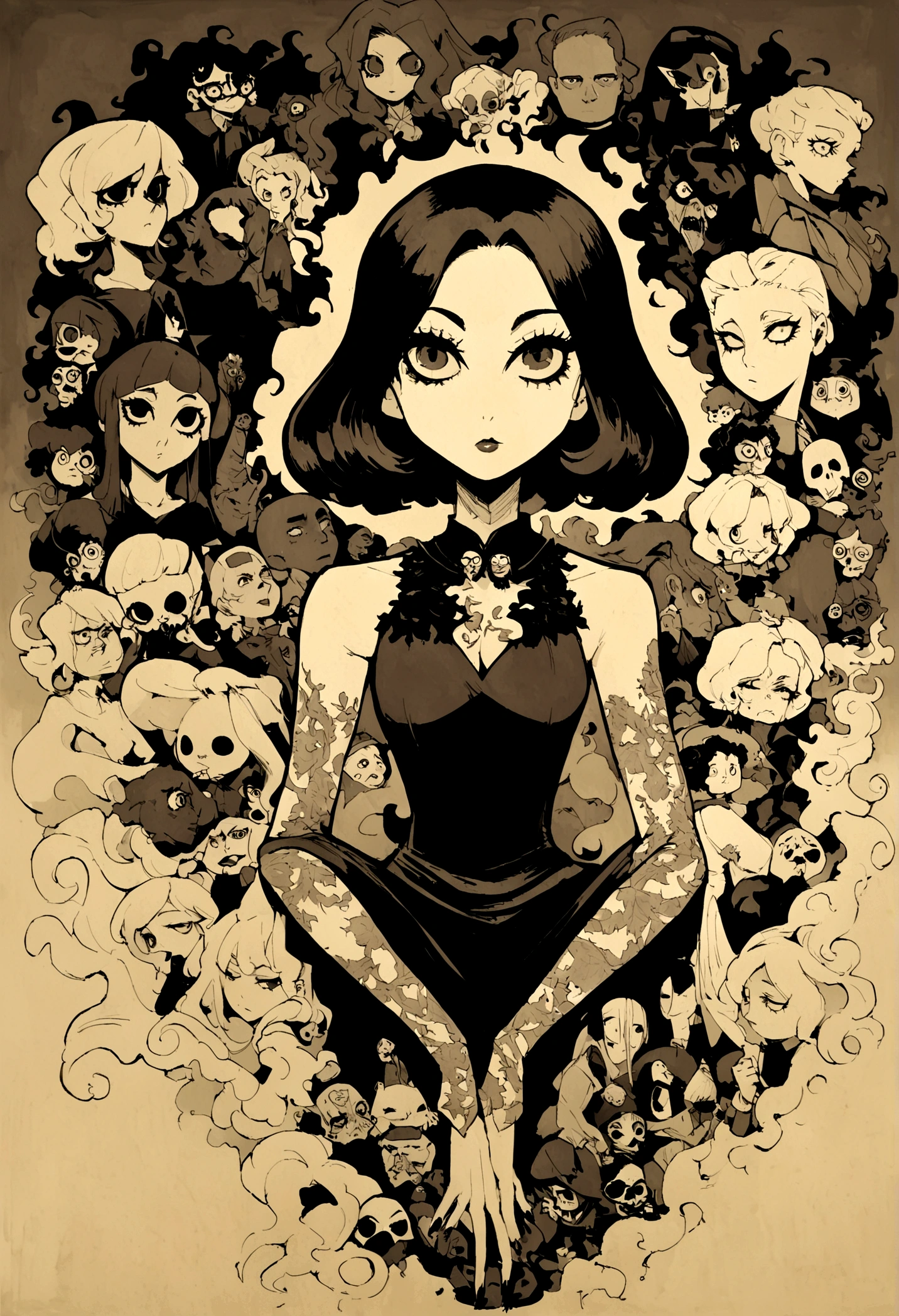 in beauty there is ugliness, but there is beauty in ugliness. In the style of Adrian Gheni, Esau Andrews, Jenny Saville, Edward Hopper, Surrealism, The Dark Art of James Jean, Takato Yamamoto, Minimalism ink punk. Tim Burton. Anime girl. Gouvez. PIKIV.