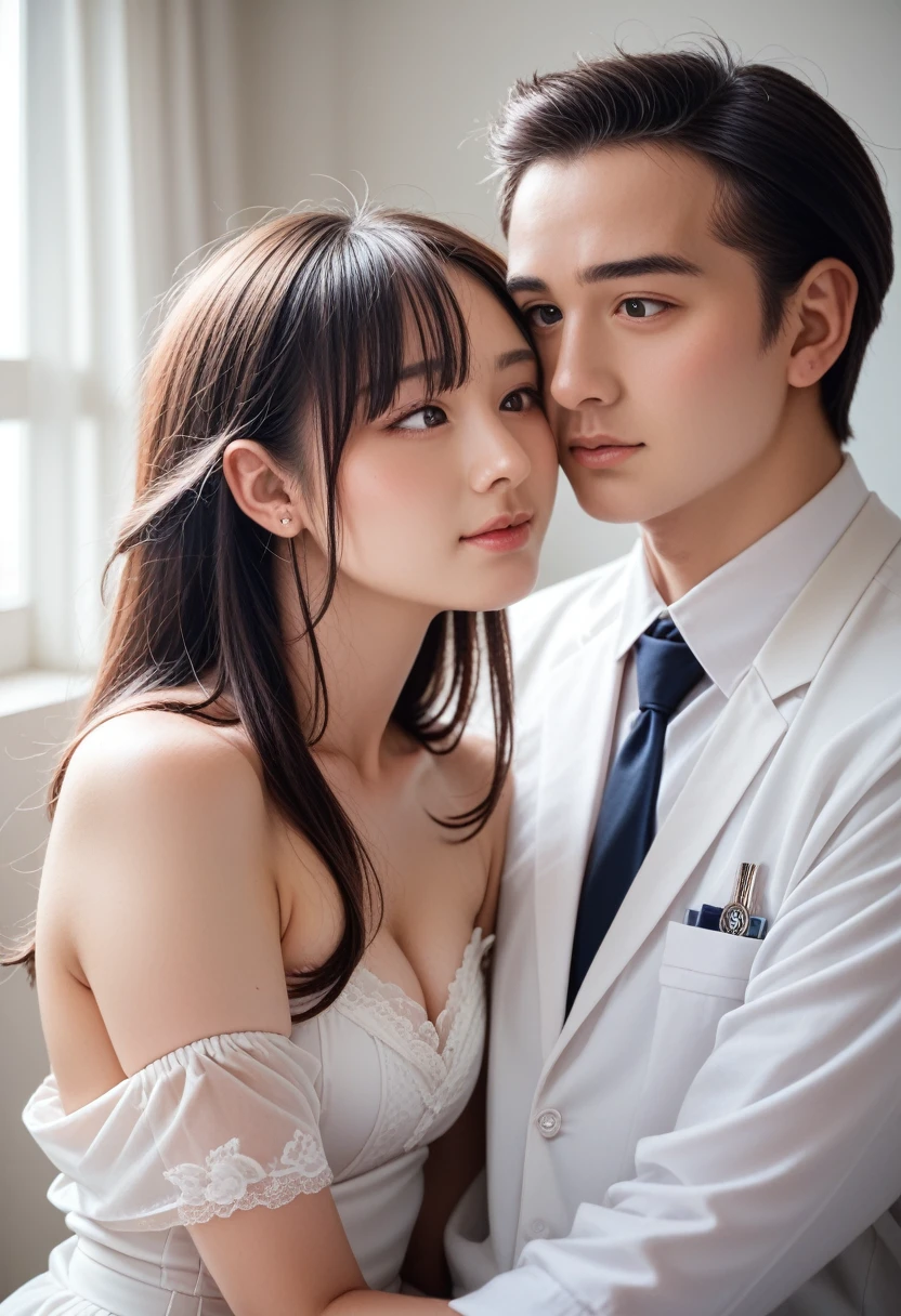 8k, raw photo, best quality, masterpiece, realistic, photo realistic, clear, professional lighting, beautiful face, best quality,ultra high res, realistic japanese beautiful, 1girl and 1boy, couple