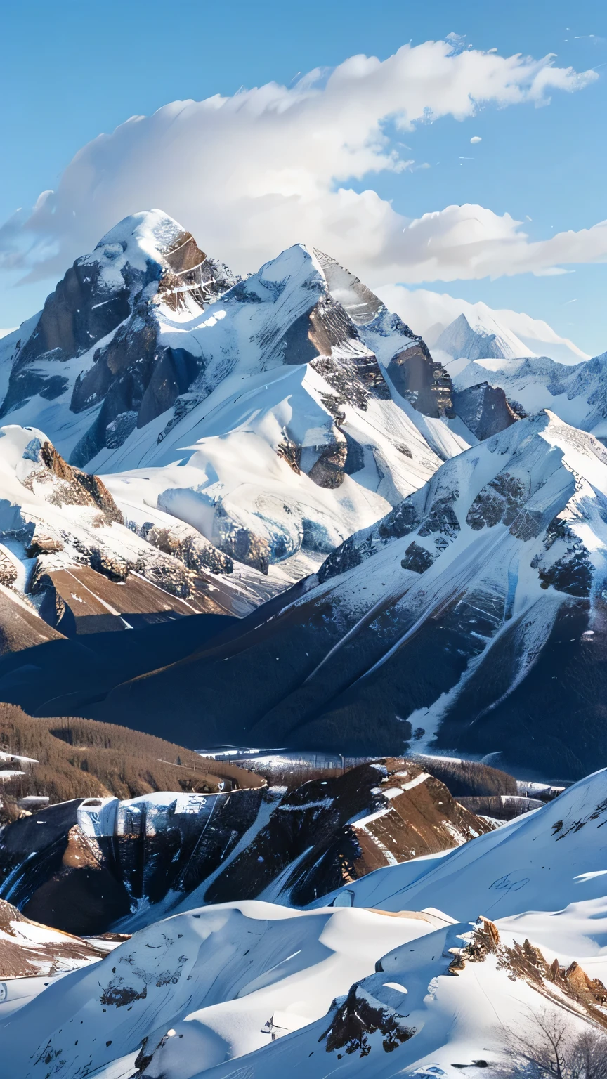 A Snow-Capped Mountain Range
Majestic peaks covered in snow under a clear blue sky.