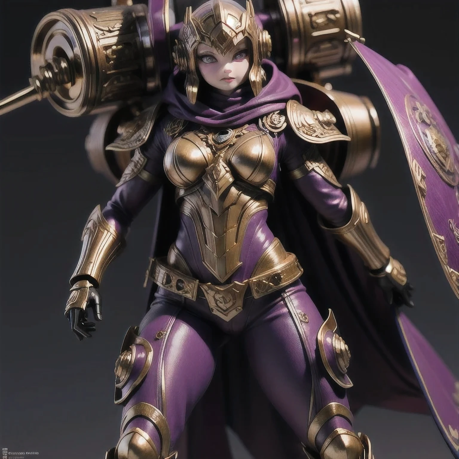 Close up of purple and gold toys, Super detailed fantasy characters, Science Fiction Characters render, detailed humanoid, Star Pathfinder Characters, Science Fiction Characters, Science Fiction Characters, humanoid character, very detailed character, Color Rendering, 3D Rendering Character Art 8K, Alien Armor, safi'jiiva armor, Marmoset Rendering