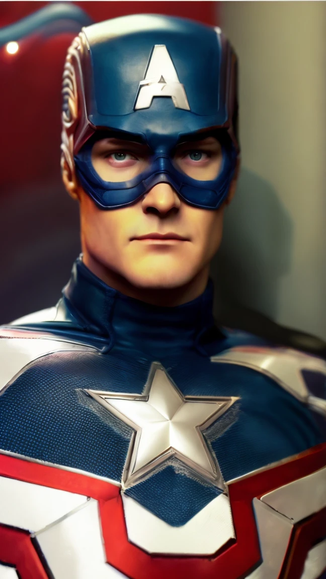 . .Tarantino style bnmzxc as Captain America 8k, high definition, detailed face, detailed face, detailed eyes, detailed suit, in style of marvel and dc, hyper-realistic, + cinematic shot + dynamic composition, incredibly detailed, sharpen, details + superb details + evening with light + perfectionism + award winning realism ((moody lighting))