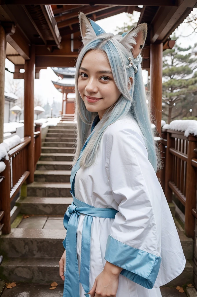 insanely detailed, absurdres, ultra-highres, ultra-detailed, best quality,
Boy, jokowi dodo president Indonesia, solo, nice hands, perfect hands,
BREAK
miko, hanfu, winter hanfu, cloak, (bare shoulder:-1.5), (cleavage:-1.5)
BREAK
happy smile, laugh, open mouth, standing,
from side,
cute pose, cowboy shot,
BREAK
slender, kawaii, perfect symmetrical face, ultra cute girl, ultra cute face, ultra detailed eyes, ultra detailed hair, ultra cute, ultra beautiful,
BREAK
japan, shrine, snowing, snowflake, snow, torii gate, stone steps, shrine architecture
BREAK
(white blue hair:1.2), very long hair, red eyes, two-tone hair, hair ornament, fox ears, fox tail, multiple tails,