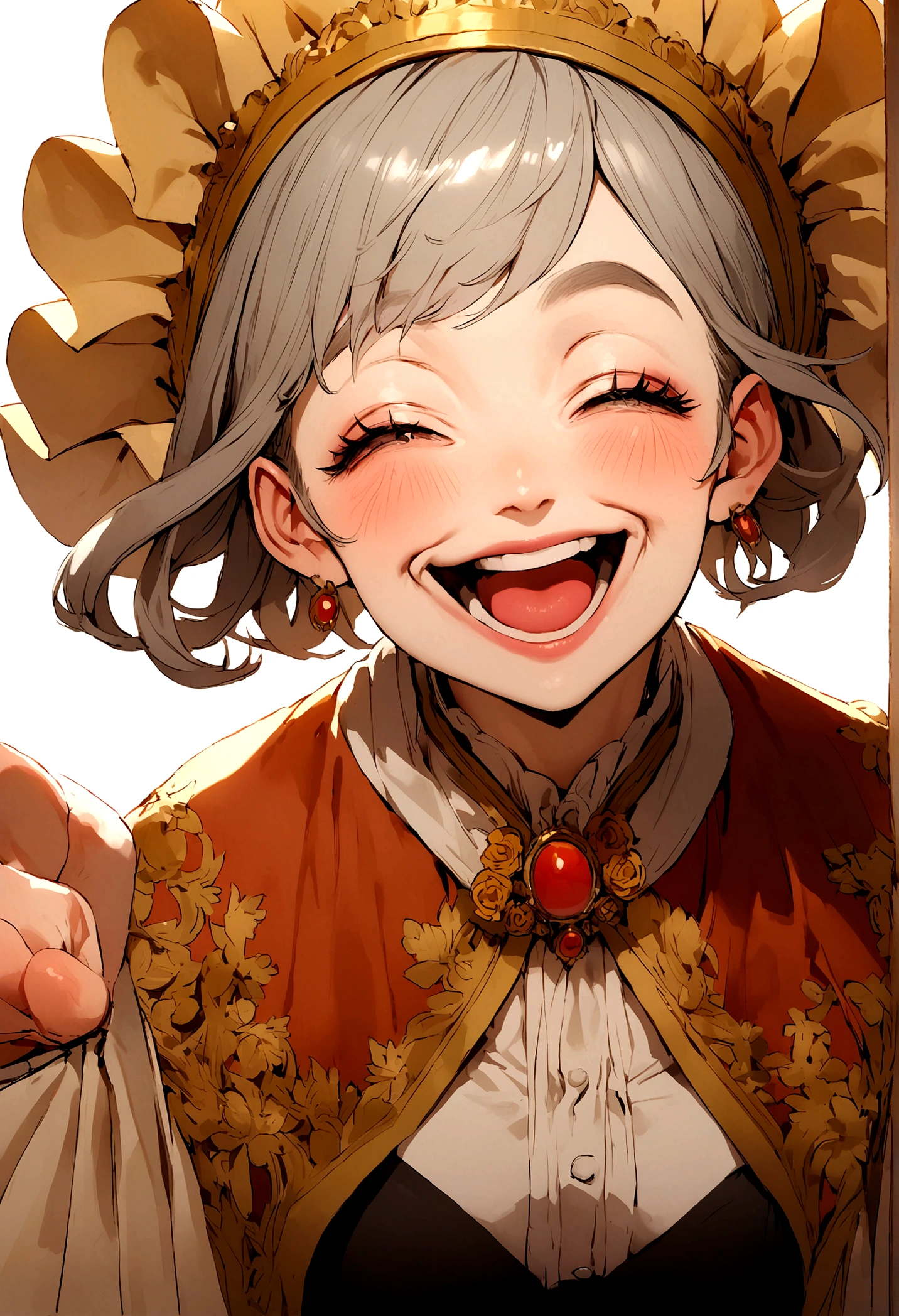 crazy and smiling grandma making fun for the camera